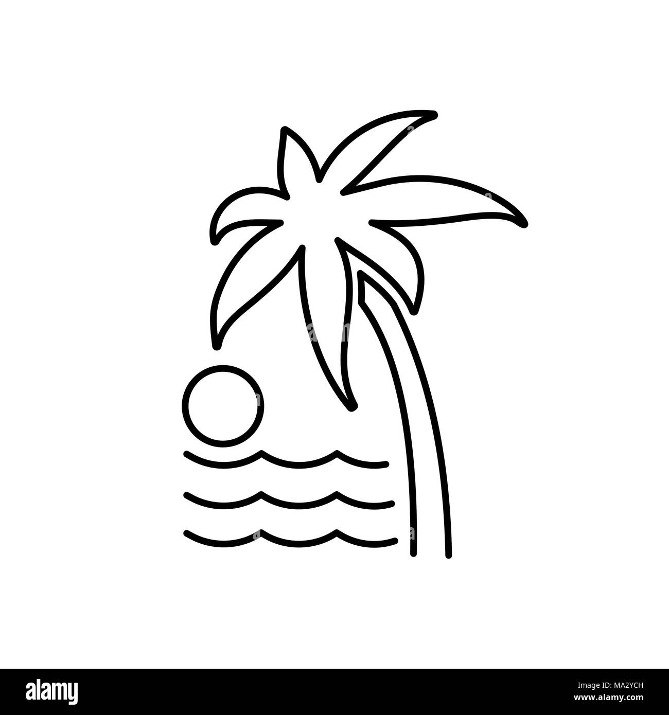 Palmen Symbol. Strand und Ferienhäuser Symbol Abbildung. Stock Vektor