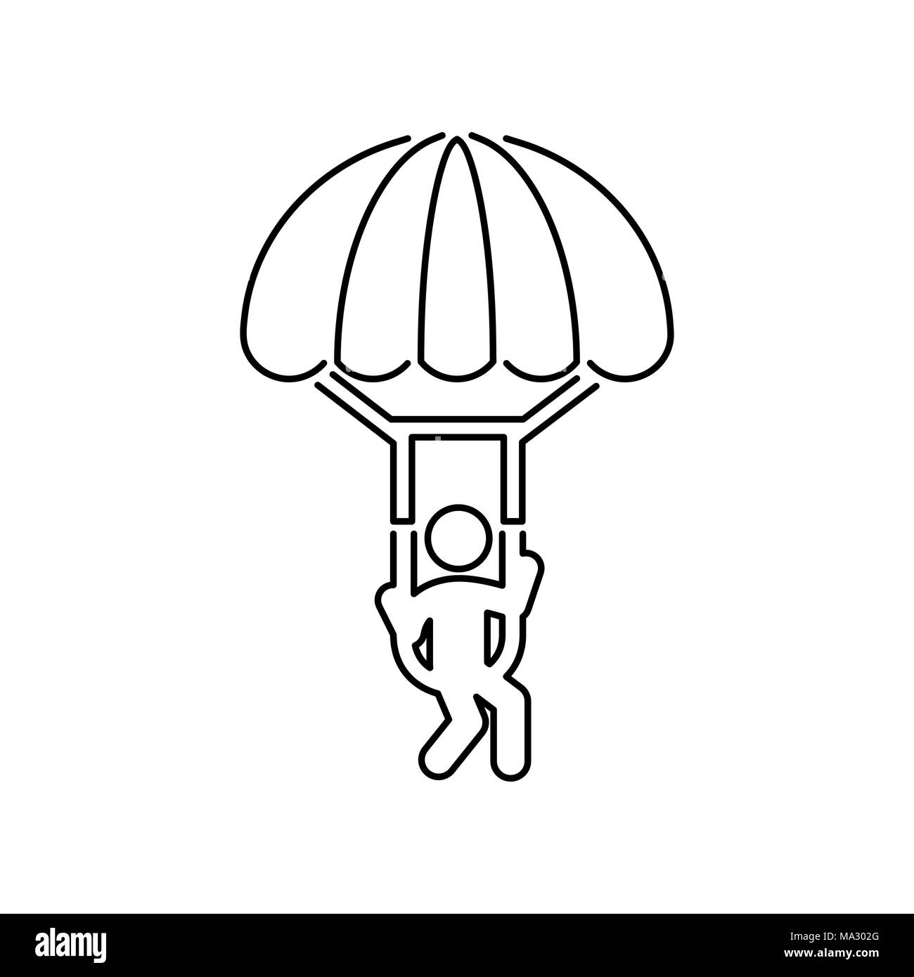 Gleitschirm Fallschirmspringen Symbol einfache flache Abbildung. Stock Vektor