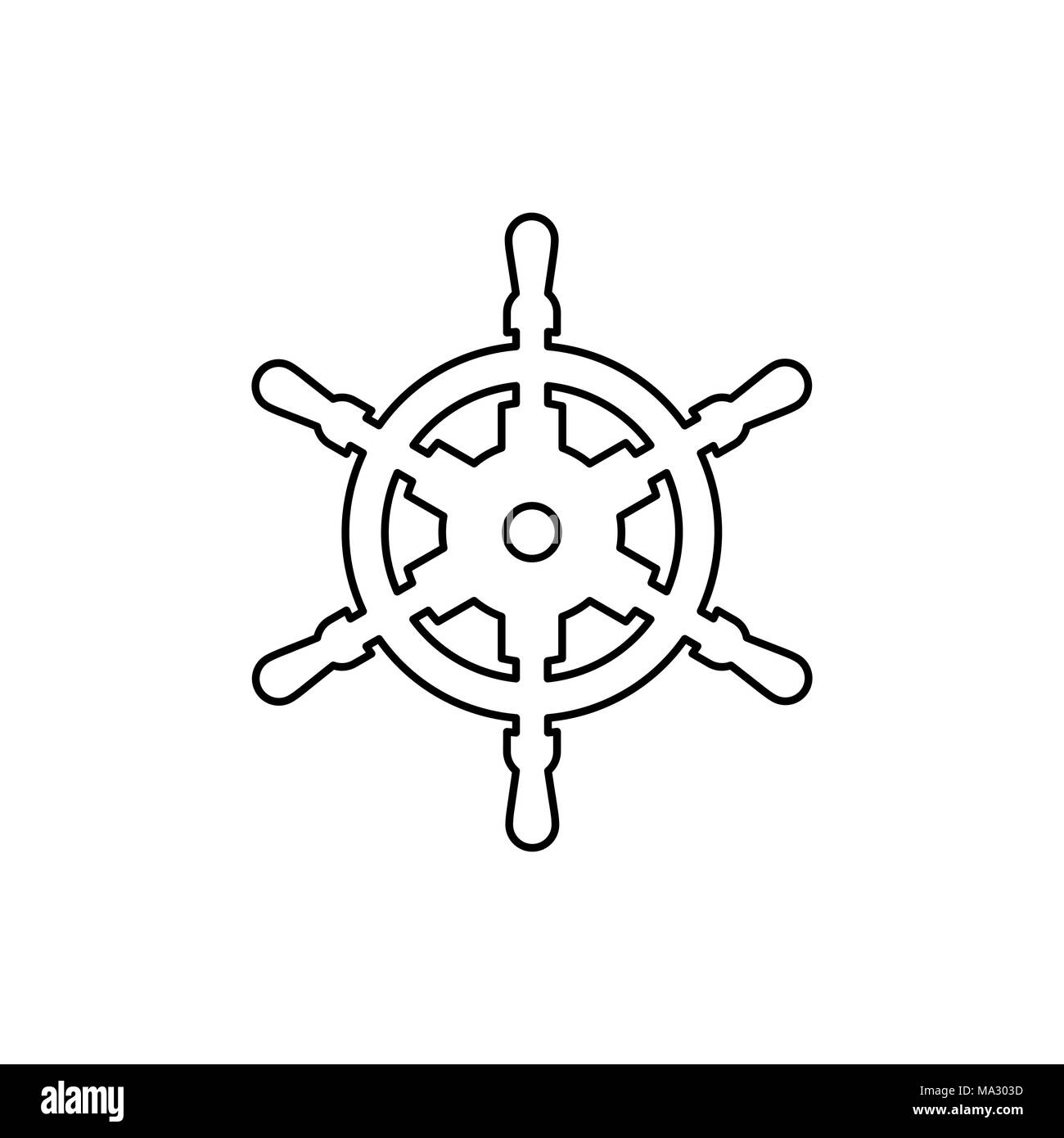 Yachtcharter Handrad Symbol einfache Flat Style Abbildung. Stock Vektor