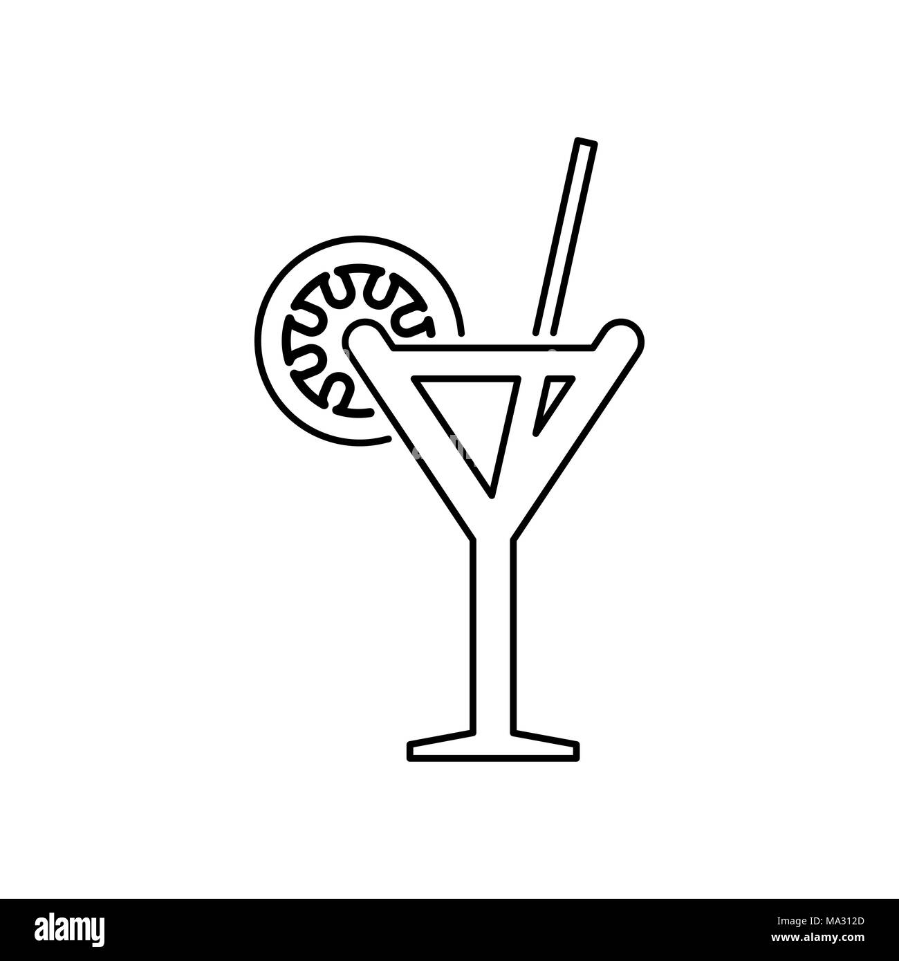 Cocktail Glas Symbol einfache Flat Style Abbildung. Stock Vektor
