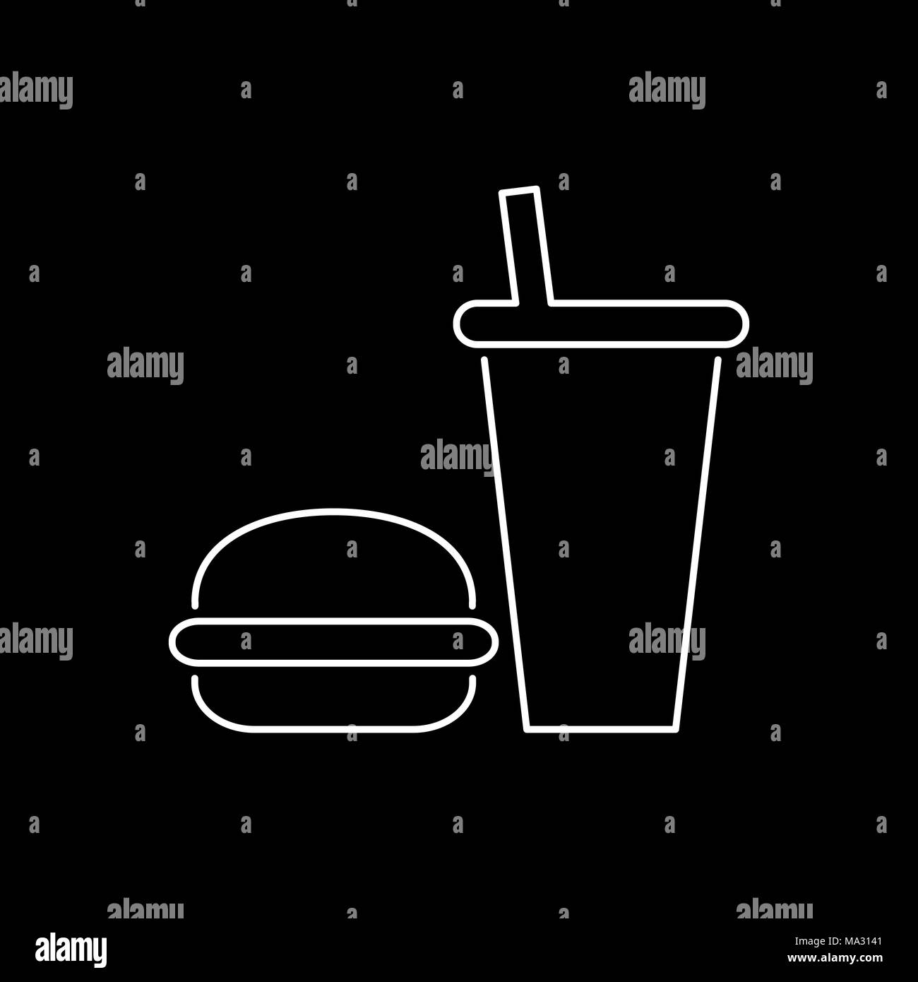 Burger und Getränke Symbol einfache Flat Style Vector Illustration. Stock Vektor