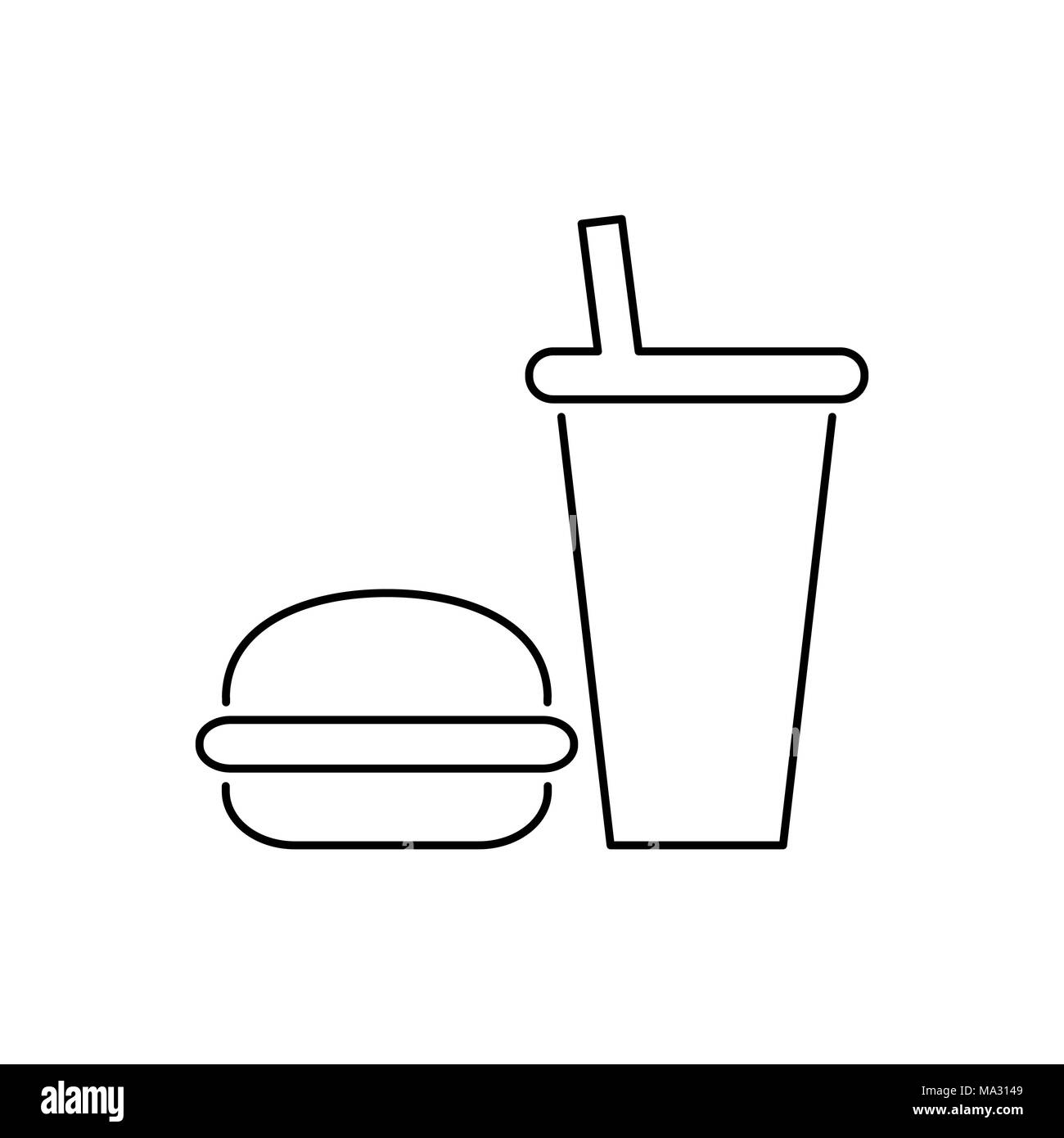 Burger und Getränke Symbol einfache Flat Style Vector Illustration. Stock Vektor