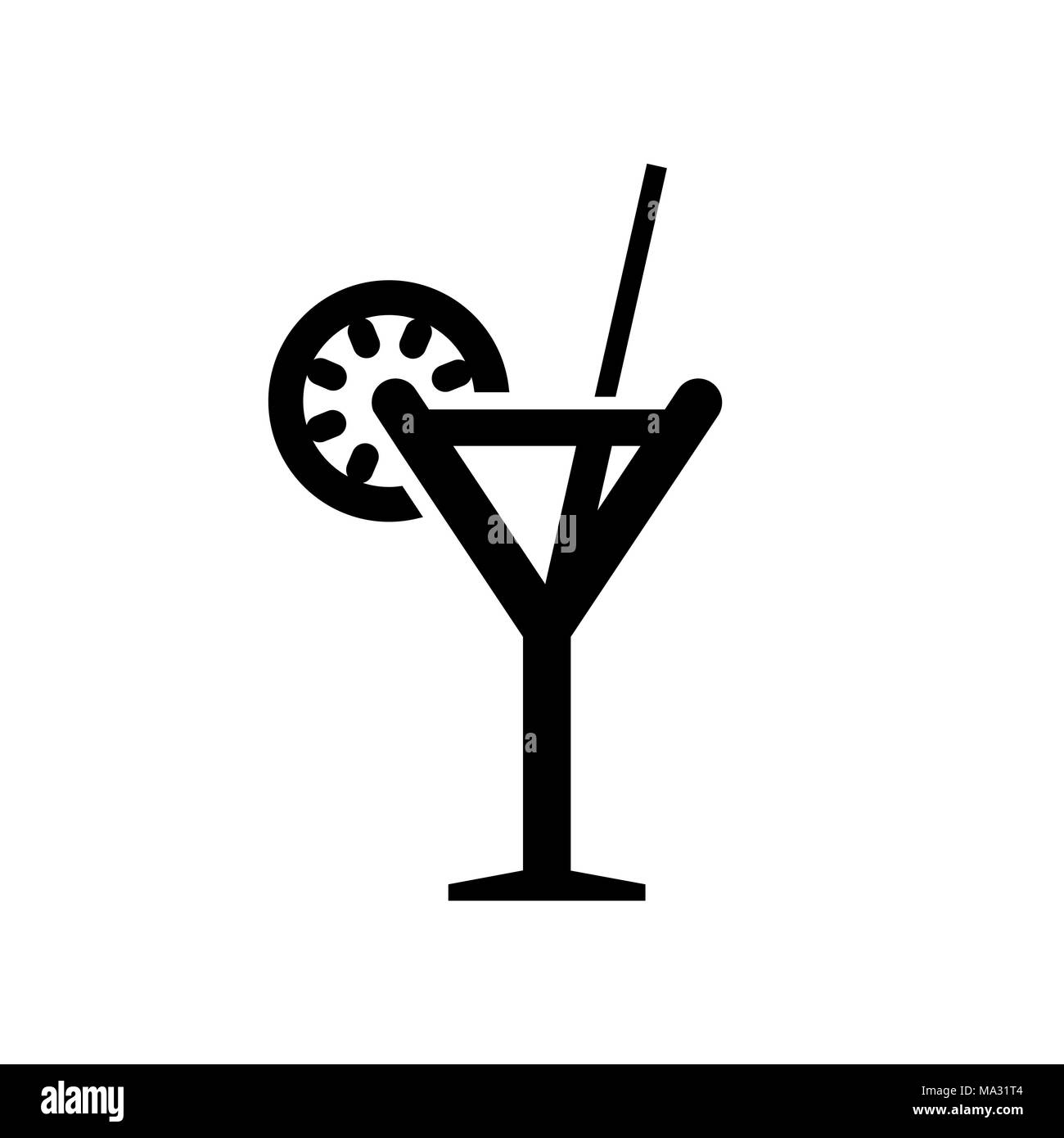 Cocktail Glas Symbol einfache Flat Style Abbildung. Stock Vektor