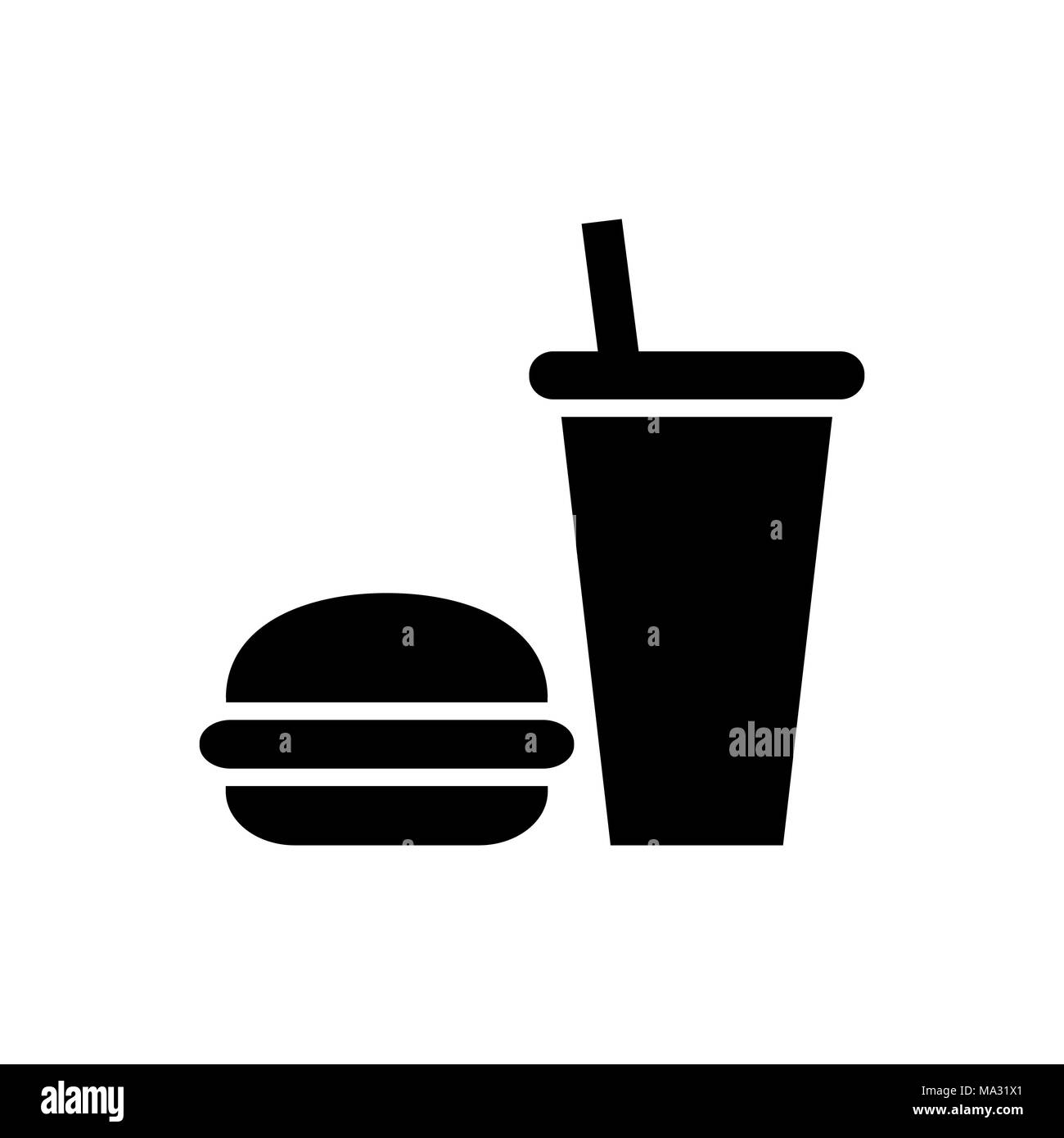 Burger und Getränke Symbol einfache Flat Style Vector Illustration. Stock Vektor