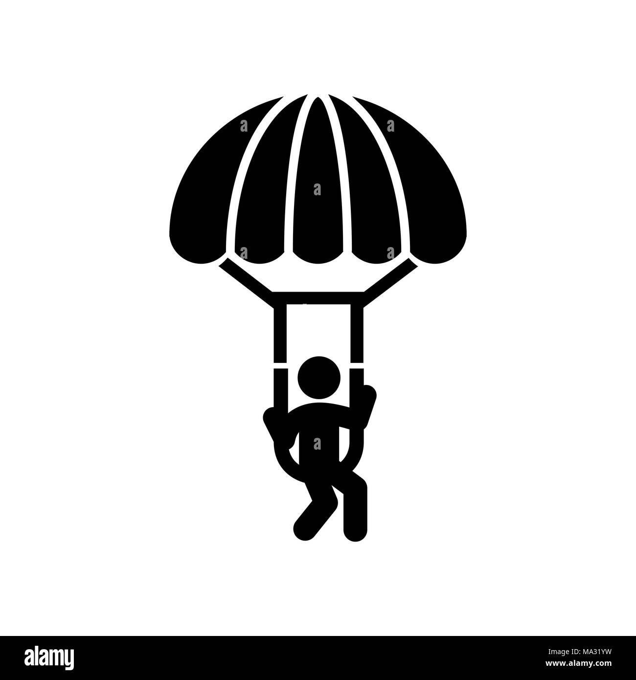 Gleitschirm Fallschirmspringen Symbol einfache flache Abbildung. Stock Vektor