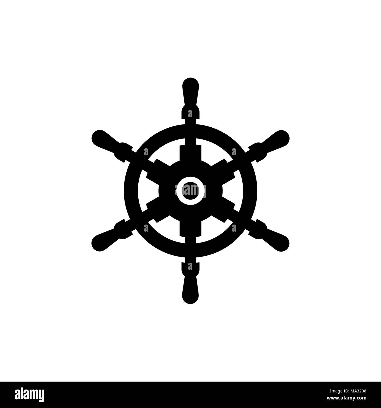 Yachtcharter Handrad Symbol einfache Flat Style Abbildung. Stock Vektor