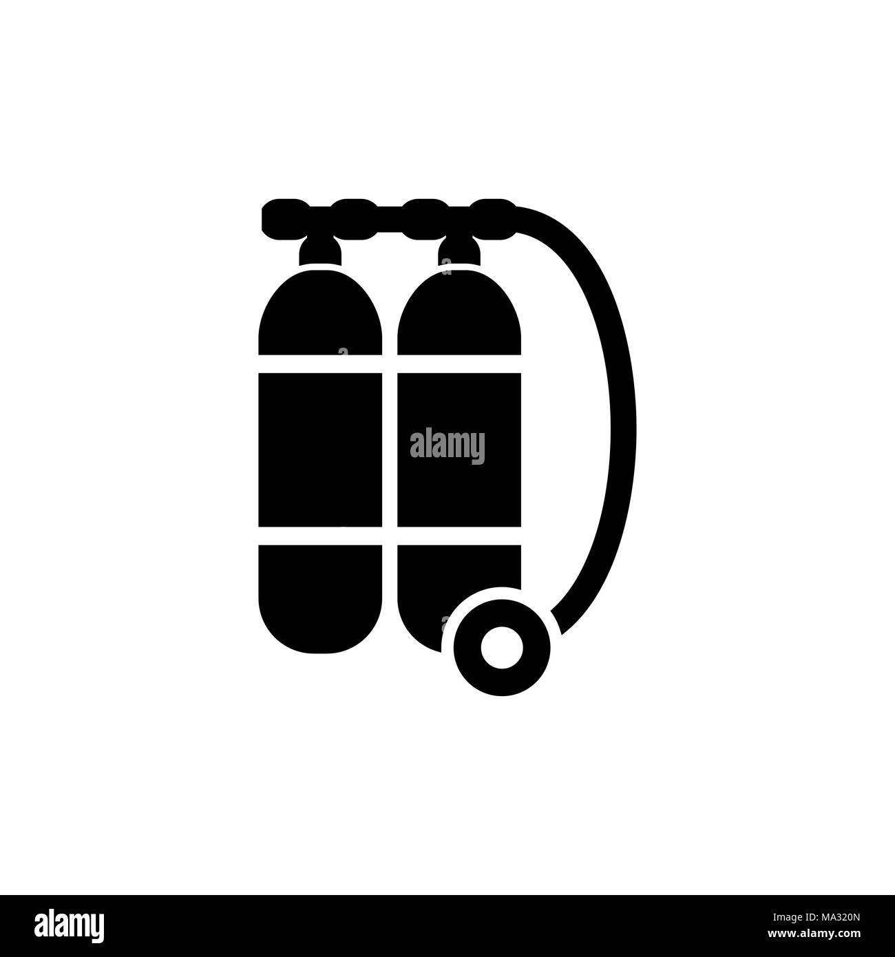 Zwei Lambdasonden Container für Tauchen Symbol Einzelbild. Stock Vektor