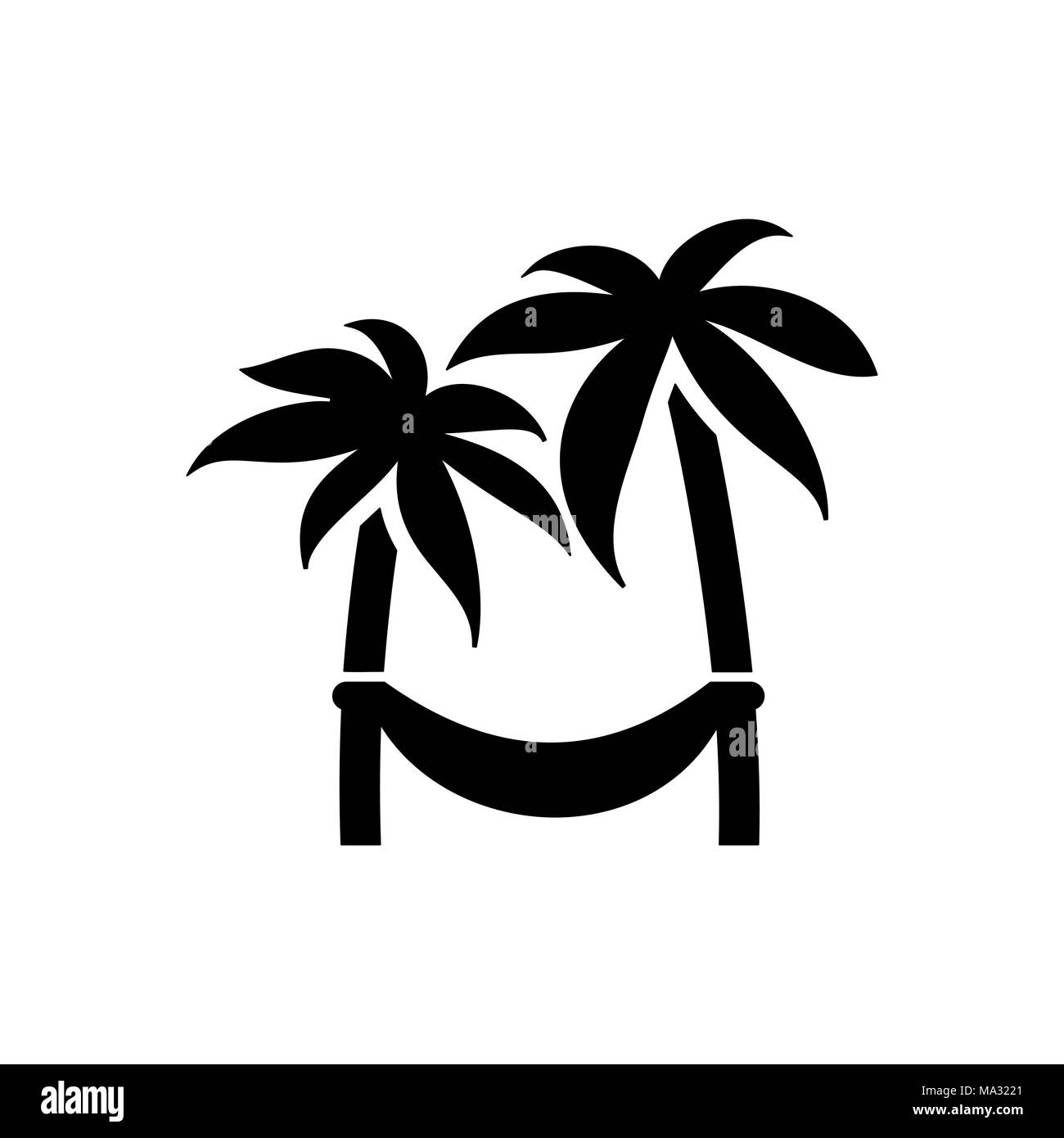 Palmen Symbol. Strand und Ferienhäuser Symbol Abbildung. Stock Vektor