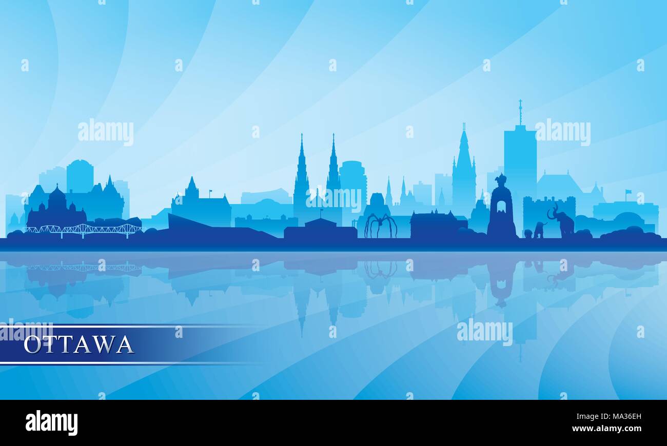 Ottawa City Skyline Silhouette Hintergrund, Vector Illustration Stock Vektor