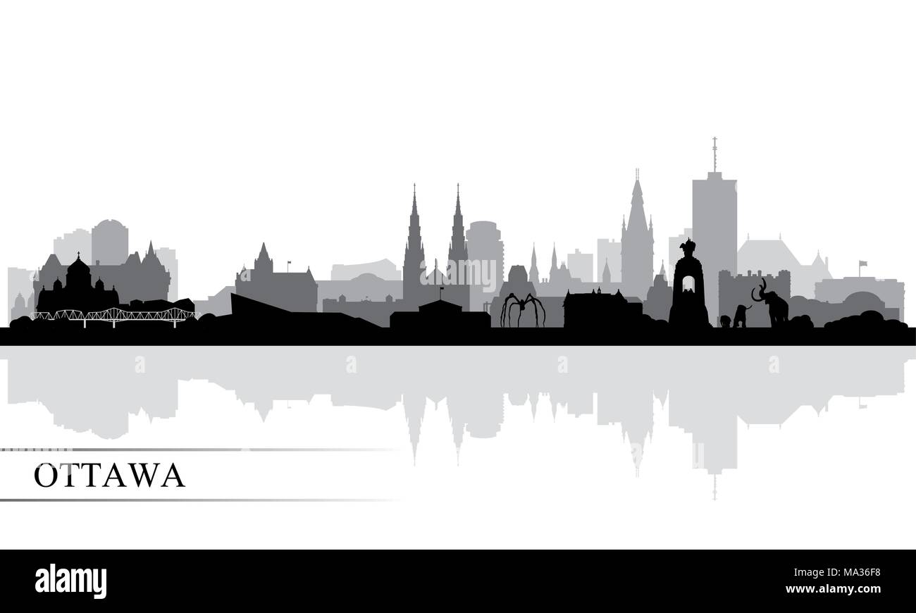 Ottawa City Skyline Silhouette Hintergrund, Vector Illustration Stock Vektor