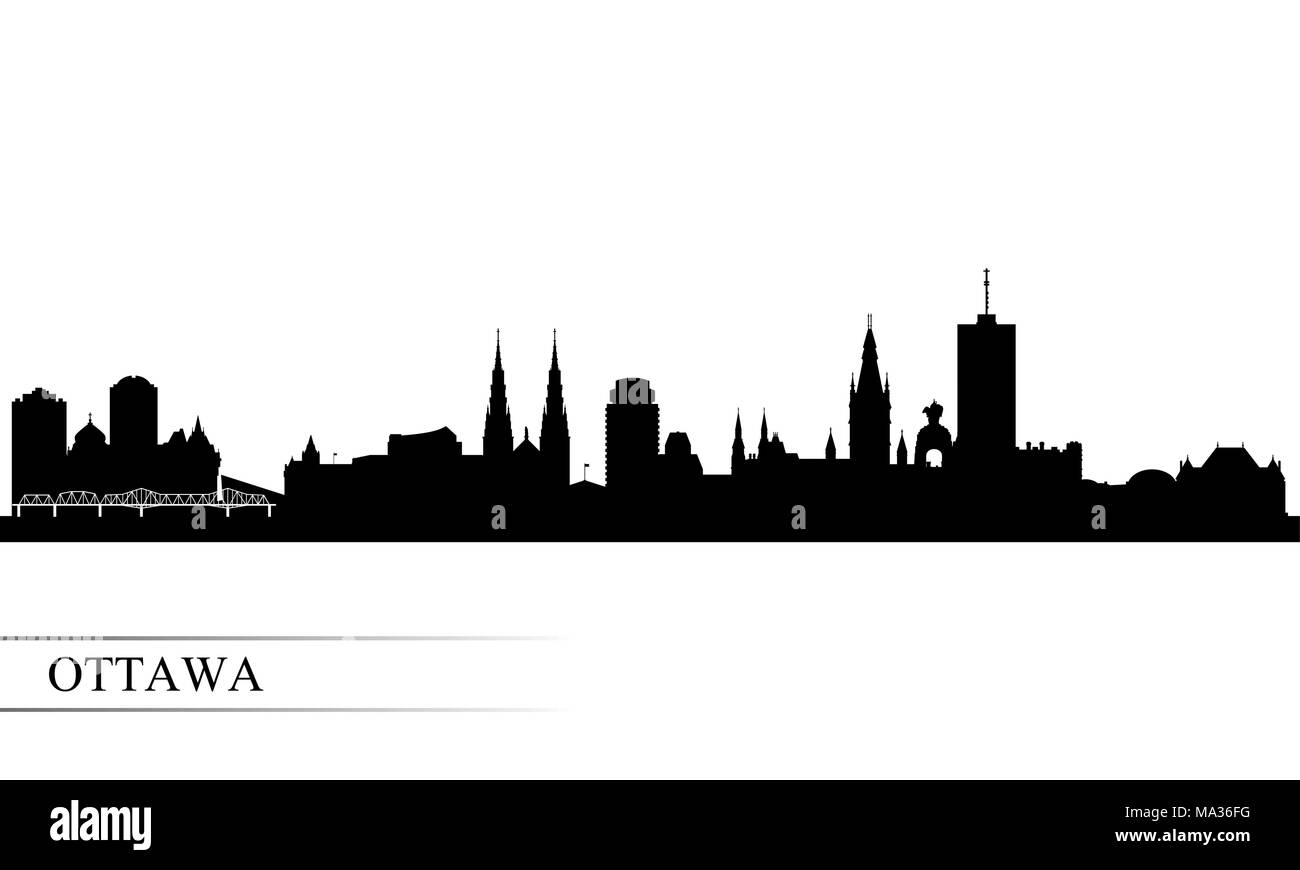 Ottawa City Skyline Silhouette Hintergrund, Vector Illustration Stock Vektor