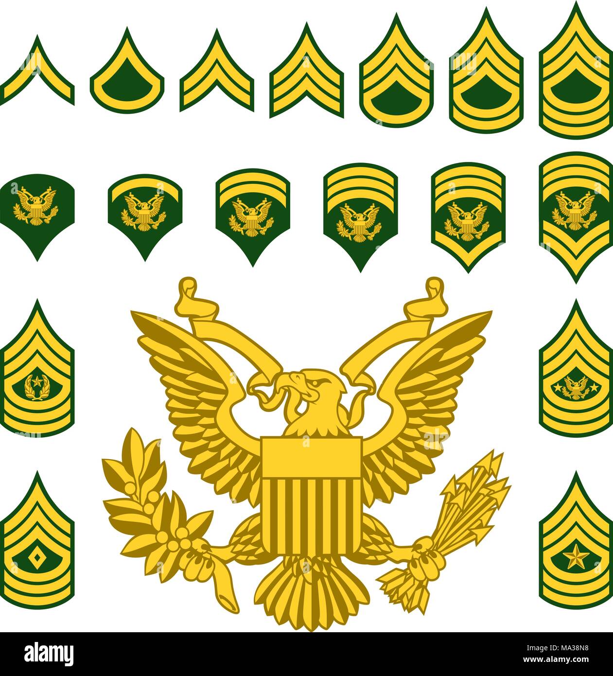Militär Armee Soldaten Rangabzeichen Stock Vektor