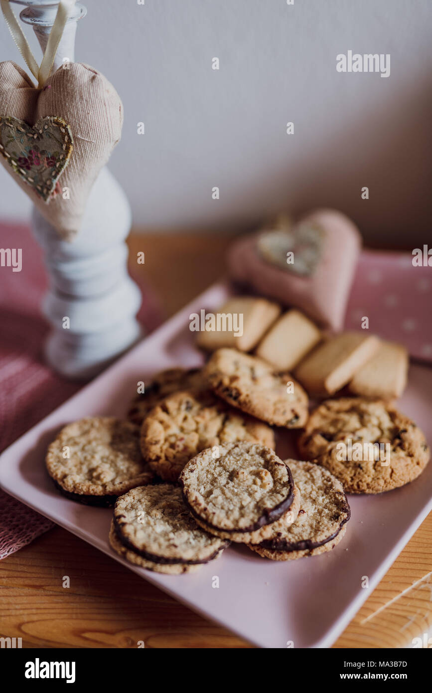 Mit Cookies, still life Platte, Stockfoto