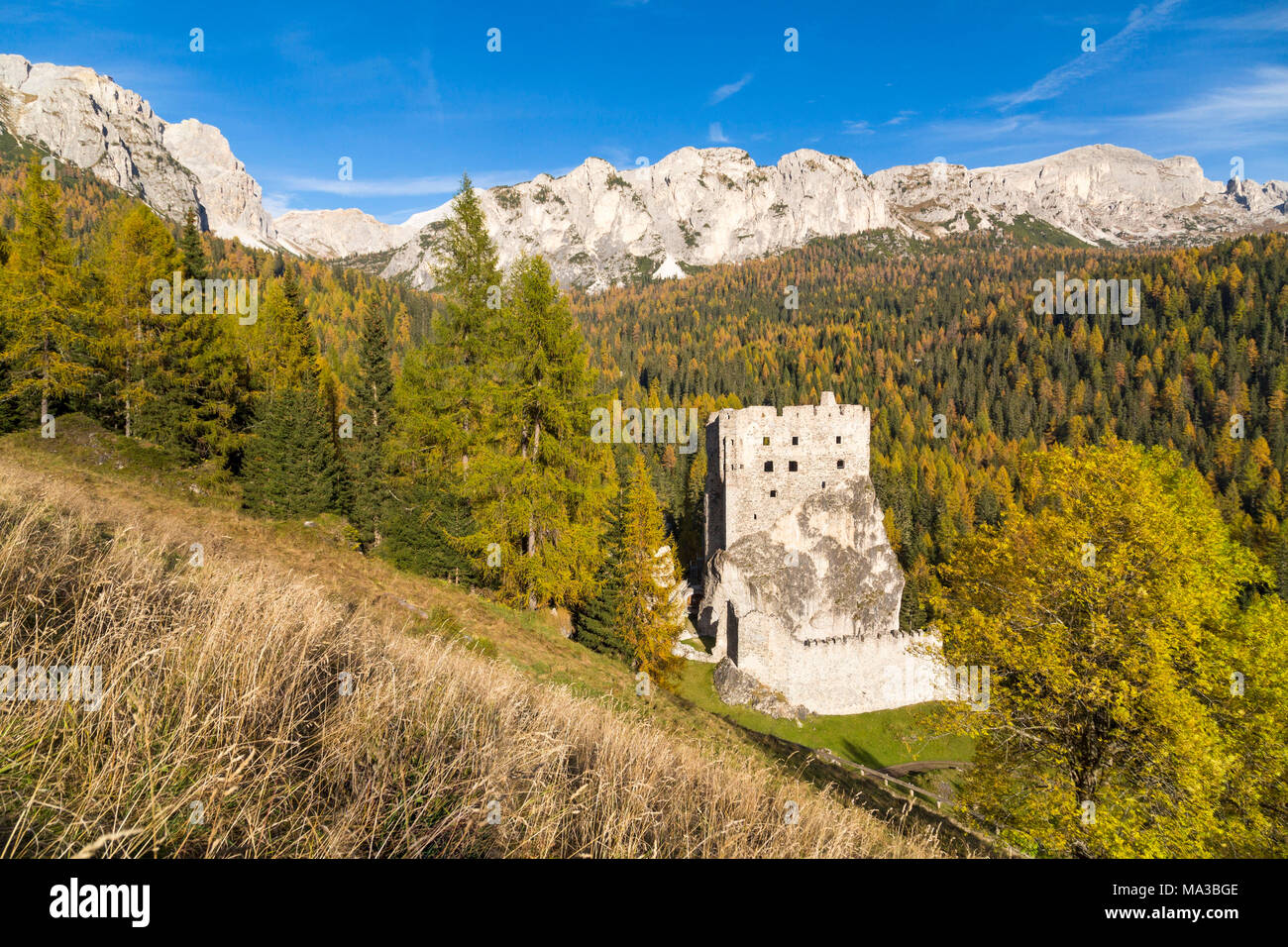 Andraz Schloß. Fodom, Venetien, Italien. Stockfoto