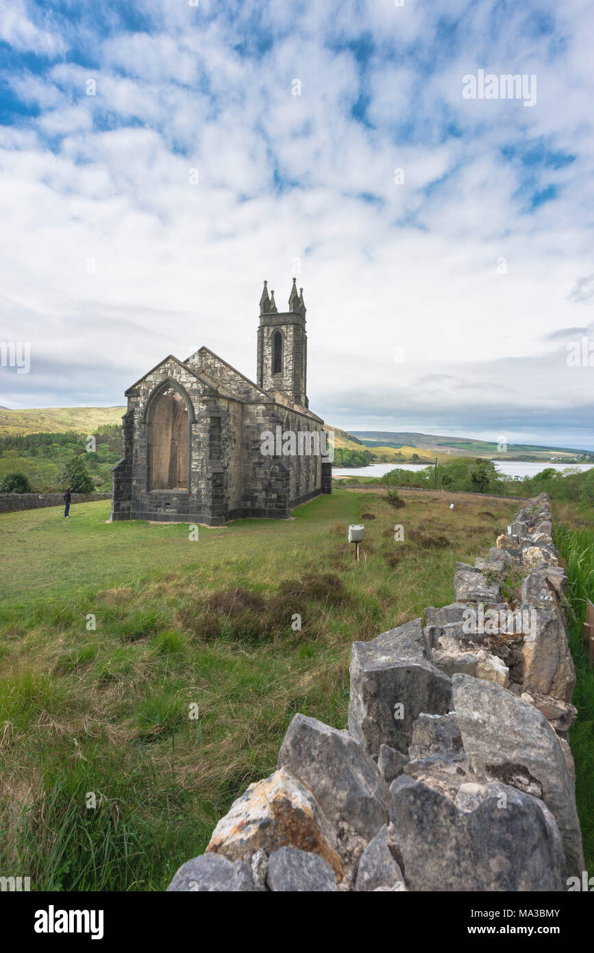 Dunlewy (dunlewey) Alte Kirche, vergiftete Glen, County Donegal, Ulster, Irland, Europa. Stockfoto