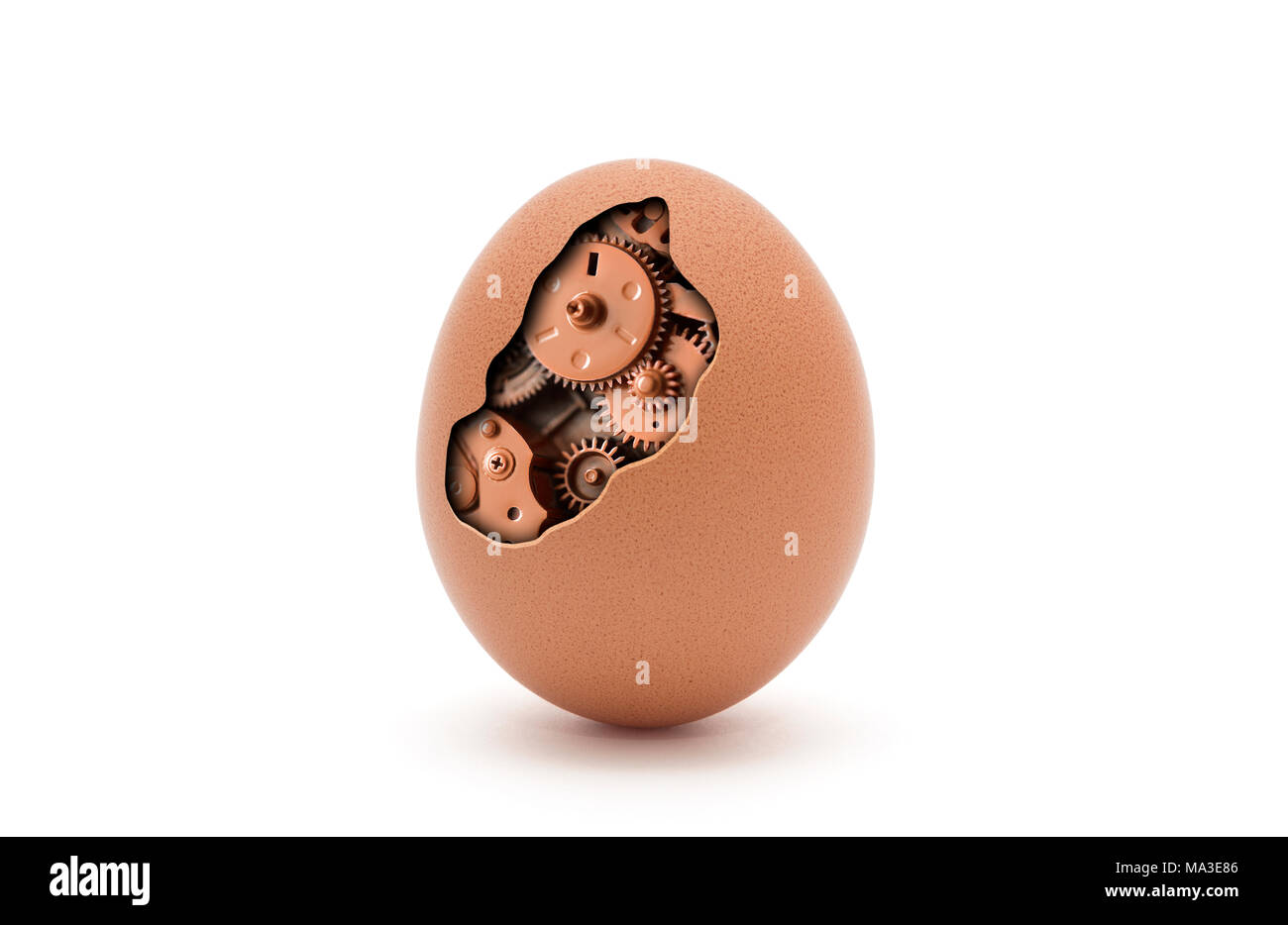 Mechanische Ei auf Weiß mit Freistellungspfad isoliert Stockfoto