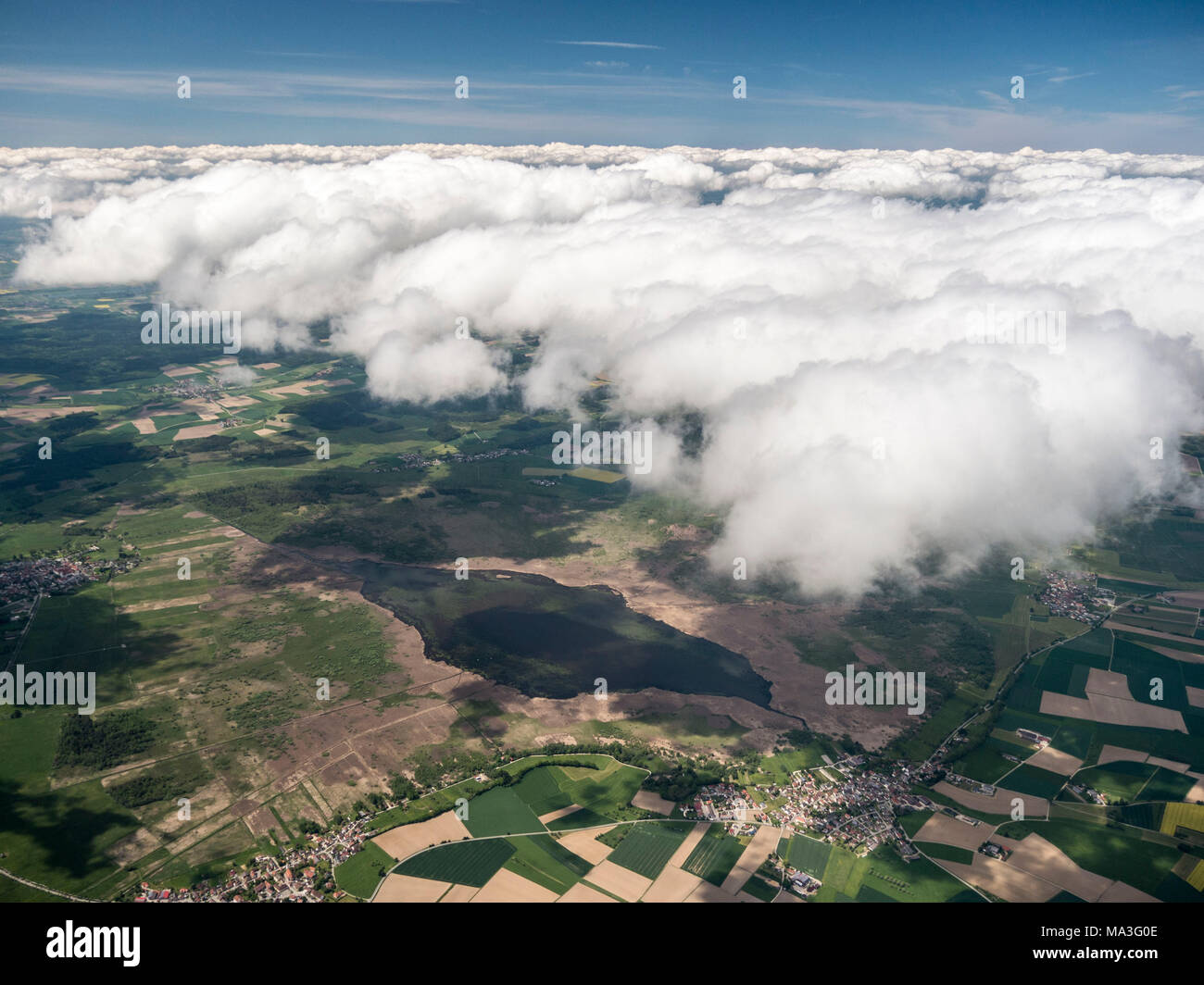 Wolken über Federsee See in Oberschwaben Stockfoto