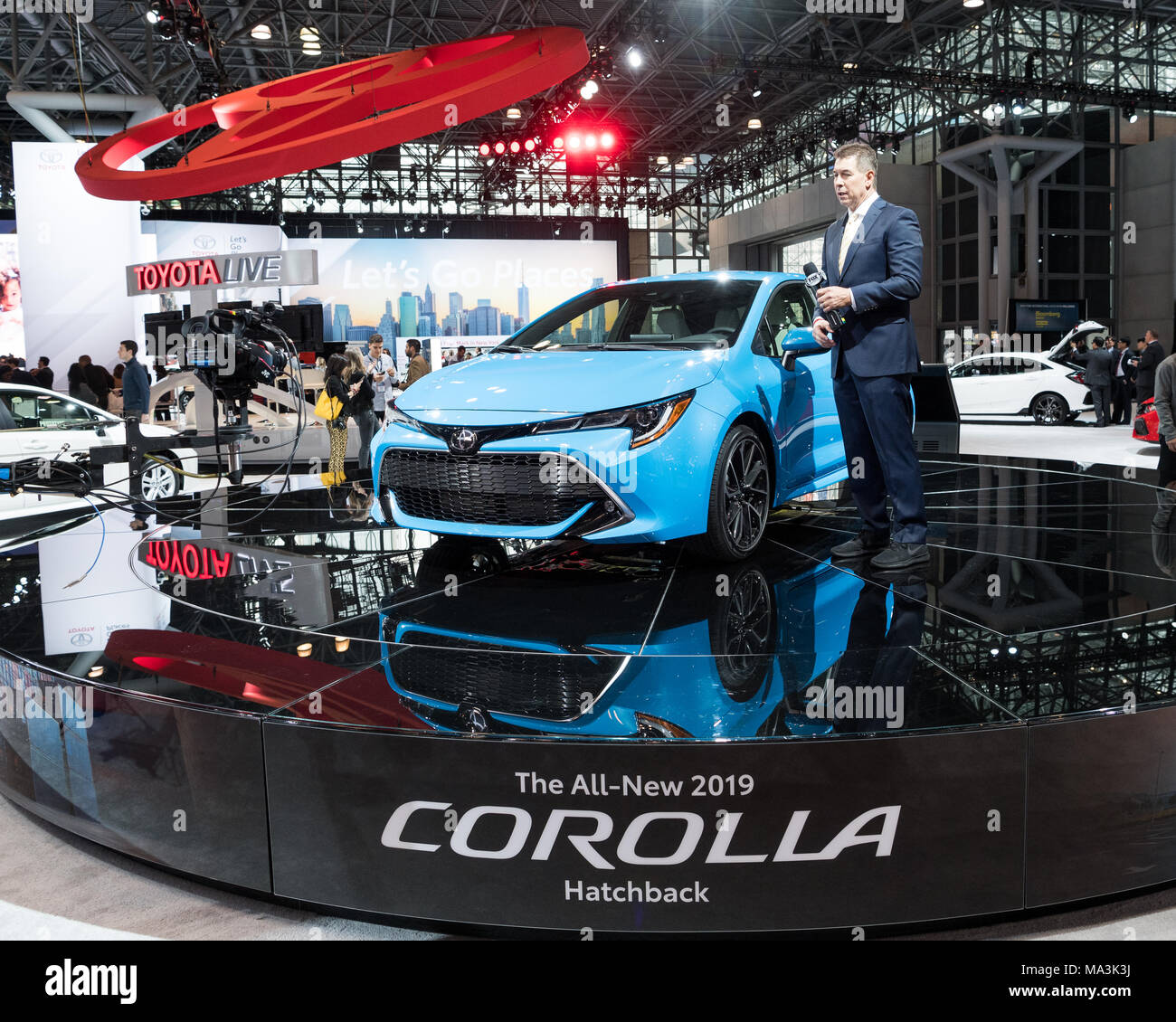 Die 2019 Toyota Corolla Limousine auf der New York International Auto Show in New York City. Der New York International Motor Show wird im Jacob Javits Convention Center in New York City von 30. März bis 8. April. Stockfoto