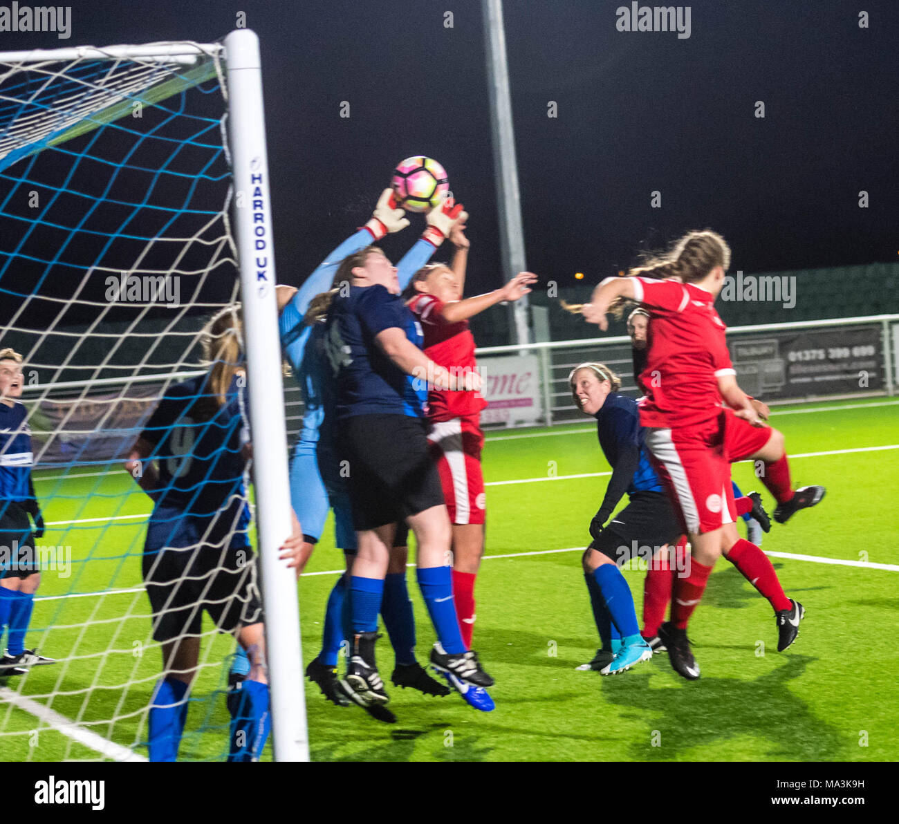 Aveley Essex, 29. März 2018, BBC Essex Frauen; s Cup Finale Brentwood Stadt Vs C&K Basildon Stockfoto