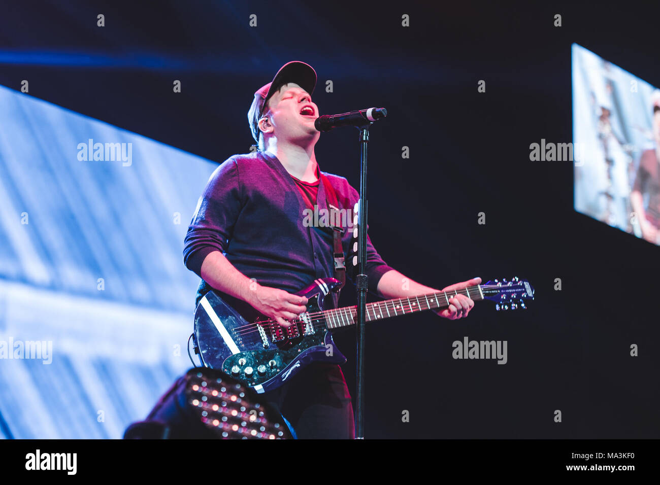 Arena in Manchester, UK. 29. März, 2018. März 29, 2018 - Patrick Stump der amerikanischen Rock Band, Fall Out Boy, Durchführung in der Manchester Arena auf Ihre 2018 'Mania' UK Tour Credit: Myles Wright/ZUMA Draht/Alamy leben Nachrichten Stockfoto