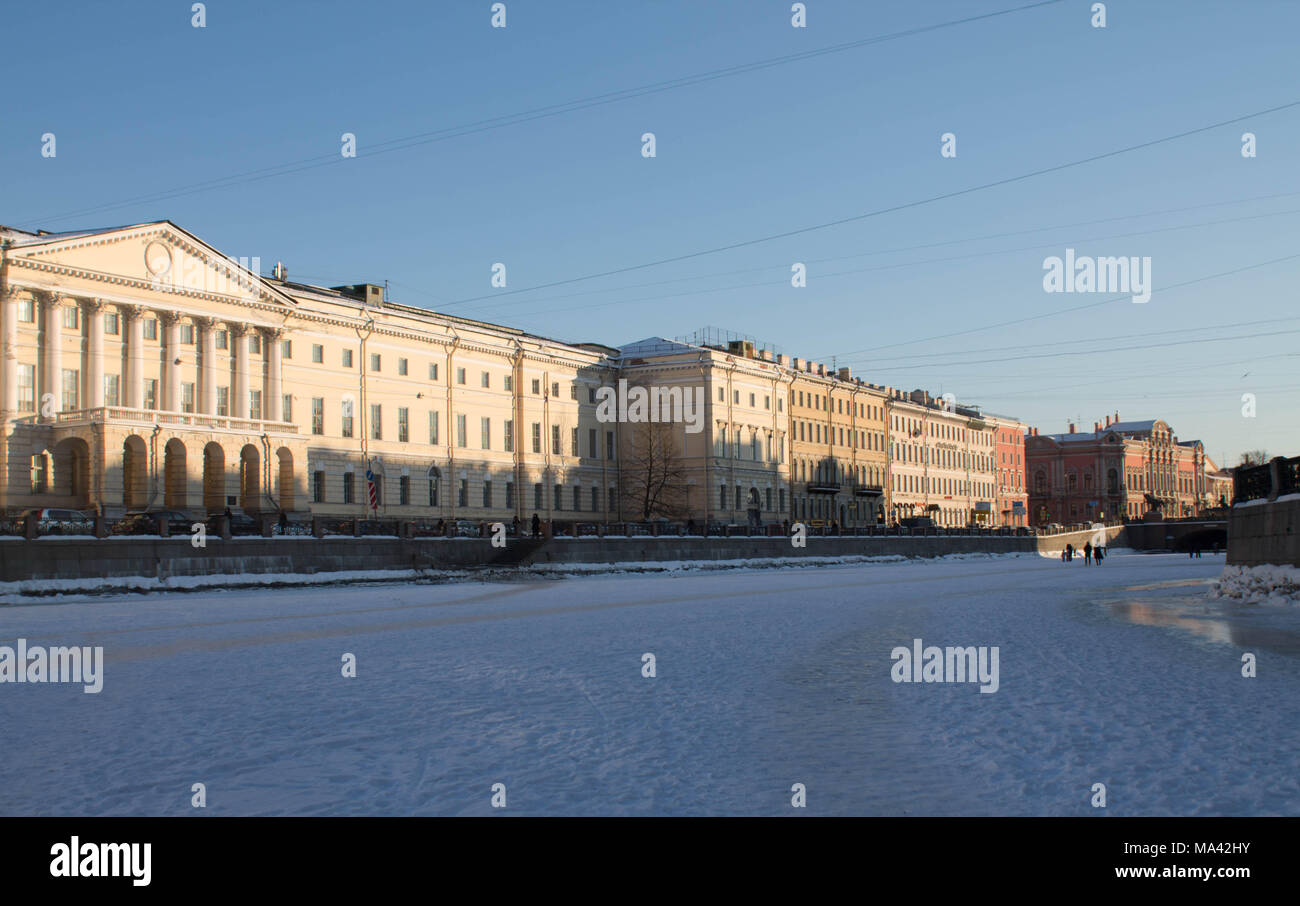 Granit Ufer der Fontanka in St. Petersburg, Russland Stockfoto