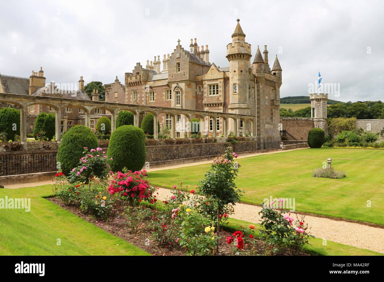 Auf den Spuren von Sir Walter Scott: Abbotsford House in den schottischen Lowlands Stockfoto