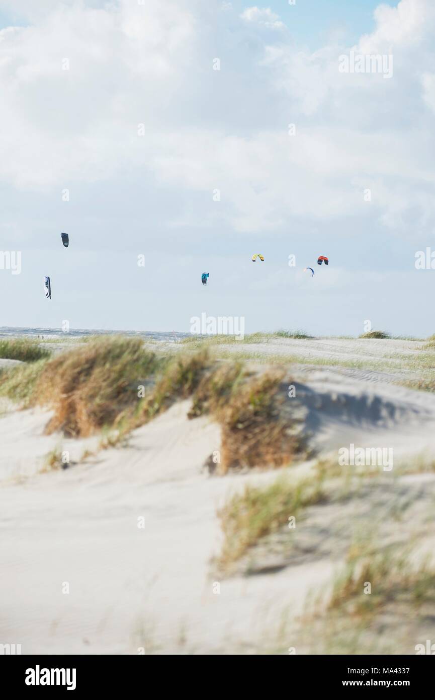 Kite Surfer in St. Peter-Ording, Nordsee, Schleswig-Holstein Stockfoto