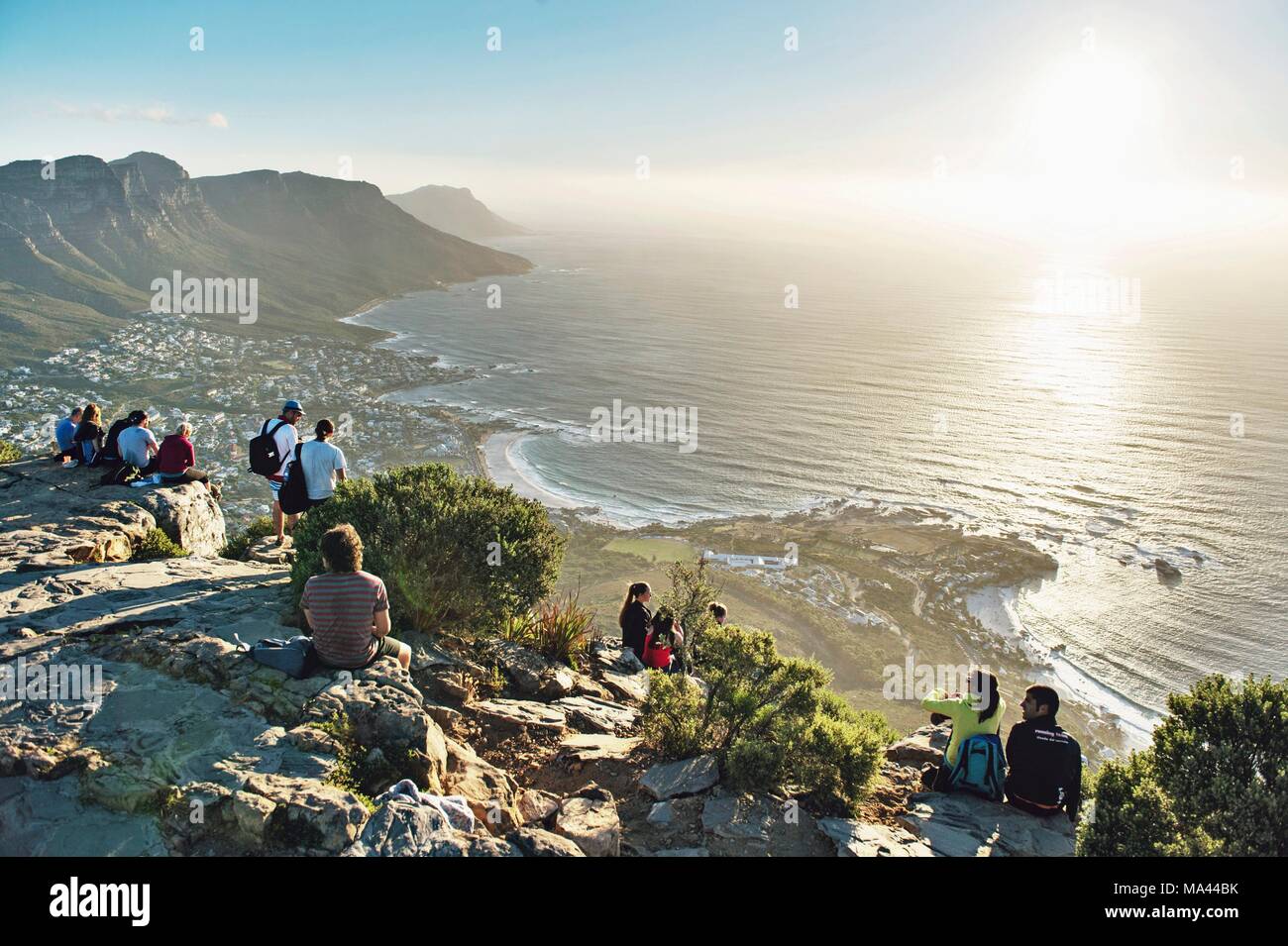 Auf dem Gipfel des Lion's Head in Kapstadt, Südafrika Stockfoto