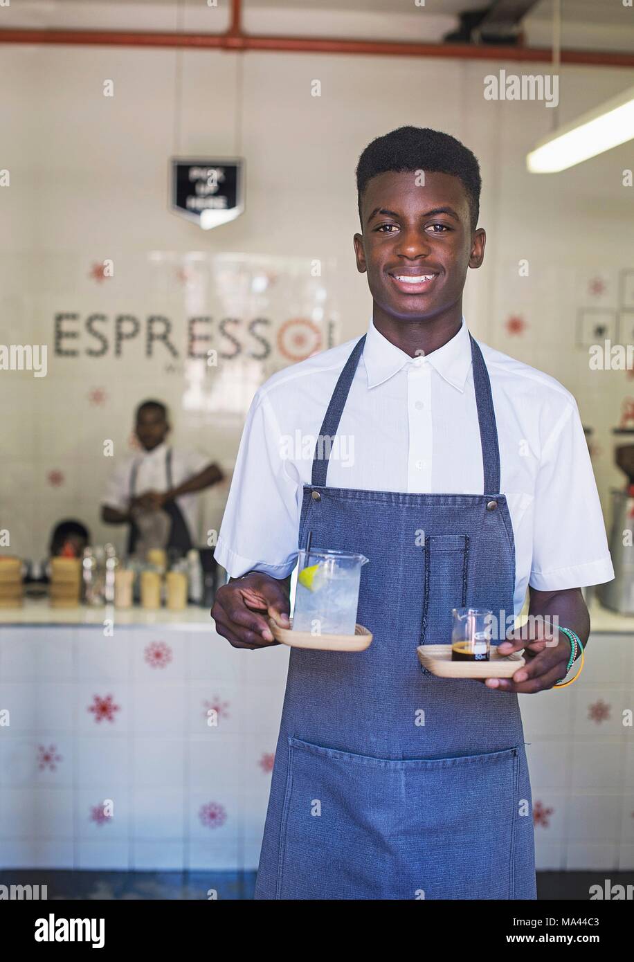 Espresso Lab in den Alten Keks Mühle in Woodstock, Kapstadt, Südafrika Stockfoto