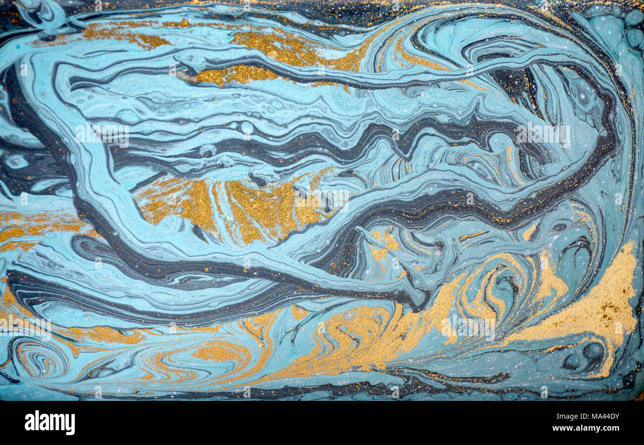 Marmor abstrakte Acryl Hintergrund. Natur blau Marmorierung artwork Textur Stockfoto