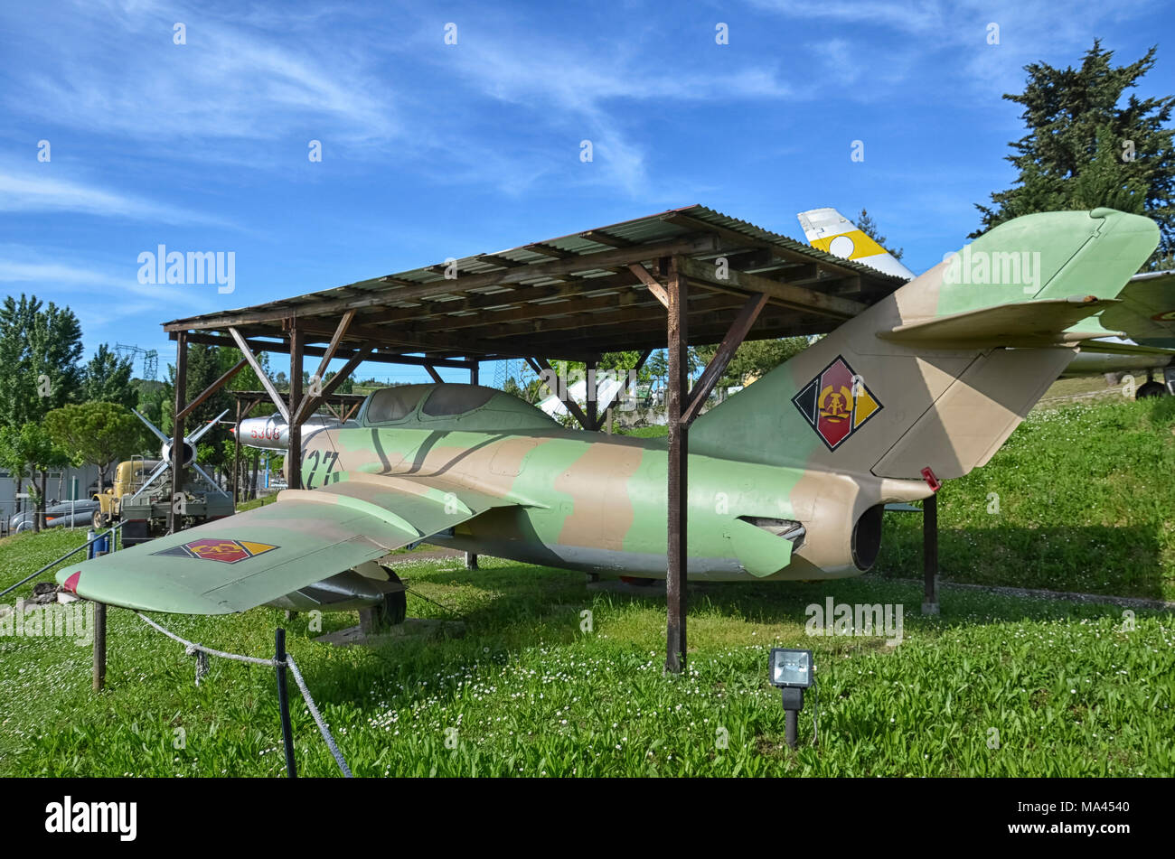 Anzeigen eines pensionierten MiG-15 Fighter Jet Stockfoto