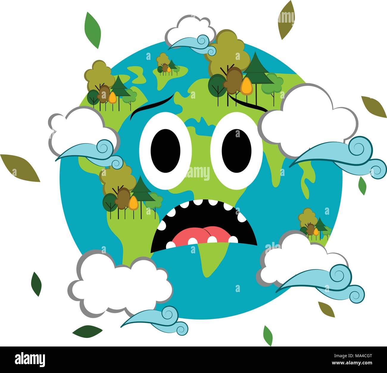 Traurige Erde Emote Tag Der Erde Stock Vektorgrafik Alamy