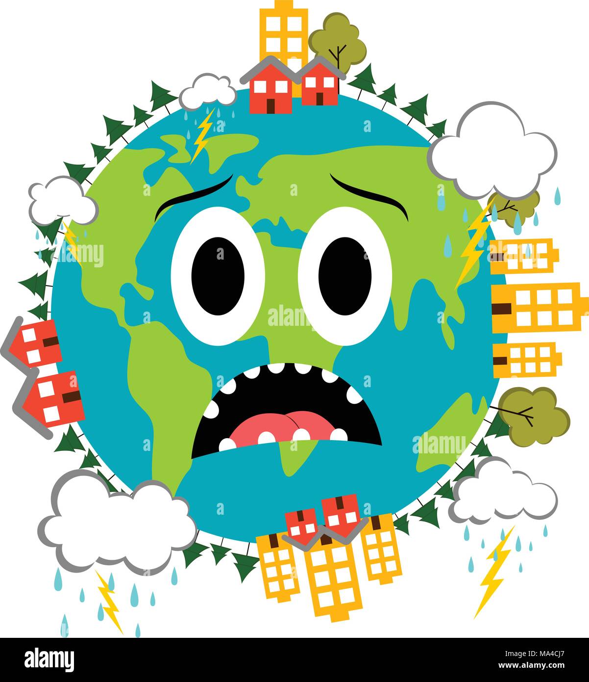 Traurige Erde Emote Tag Der Erde Stock Vektorgrafik Alamy