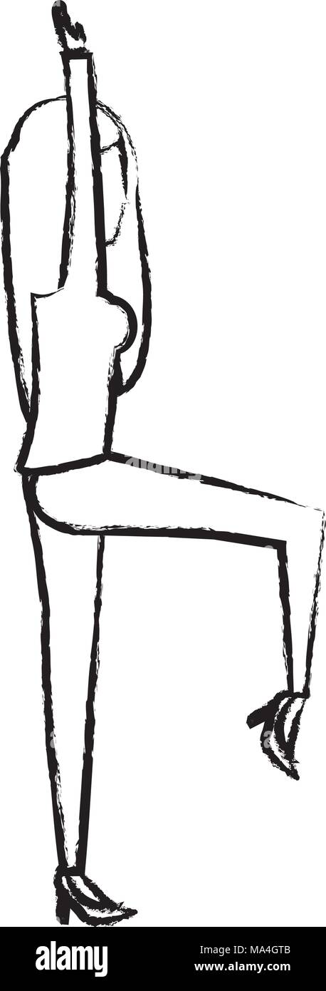 Skizze des Avatars Geschäftsfrau Yoga auf weißem Hintergrund, Vector Illustration Stock Vektor