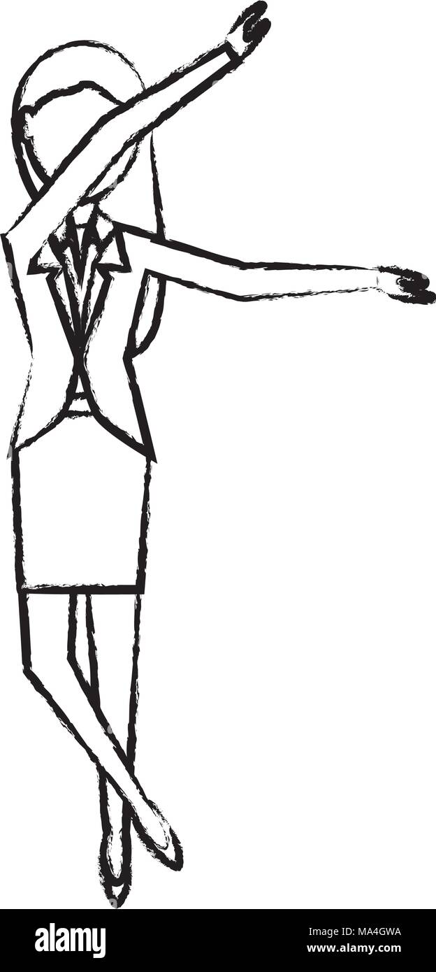 Skizze des Avatars Geschäftsfrau Yoga auf weißem Hintergrund, Vector Illustration Stock Vektor