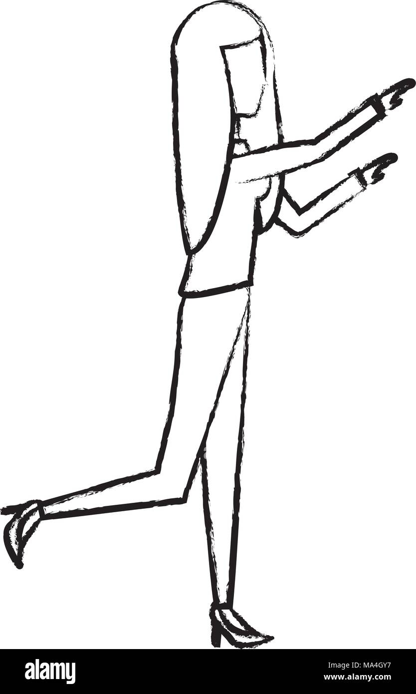 Skizze des Avatars Geschäftsfrau Yoga auf weißem Hintergrund, Vector Illustration Stock Vektor