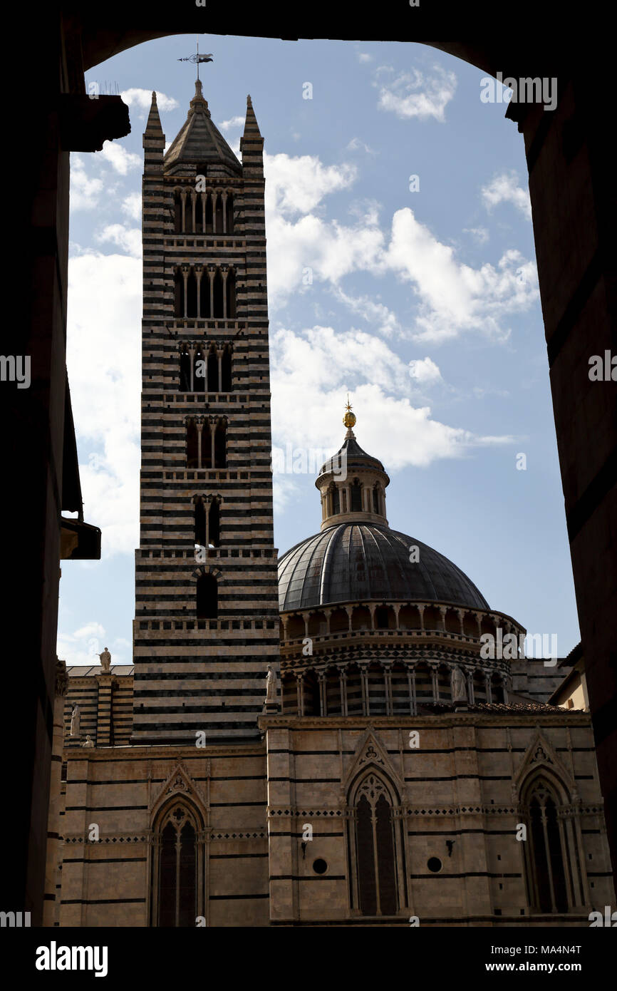 Dom mit Glockenturm in Siena, Toskana, Italien Stockfoto