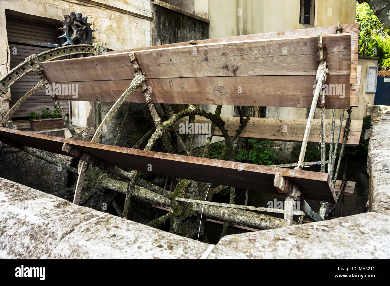 Waterwheel in Avignon, Frankreich Stockfoto