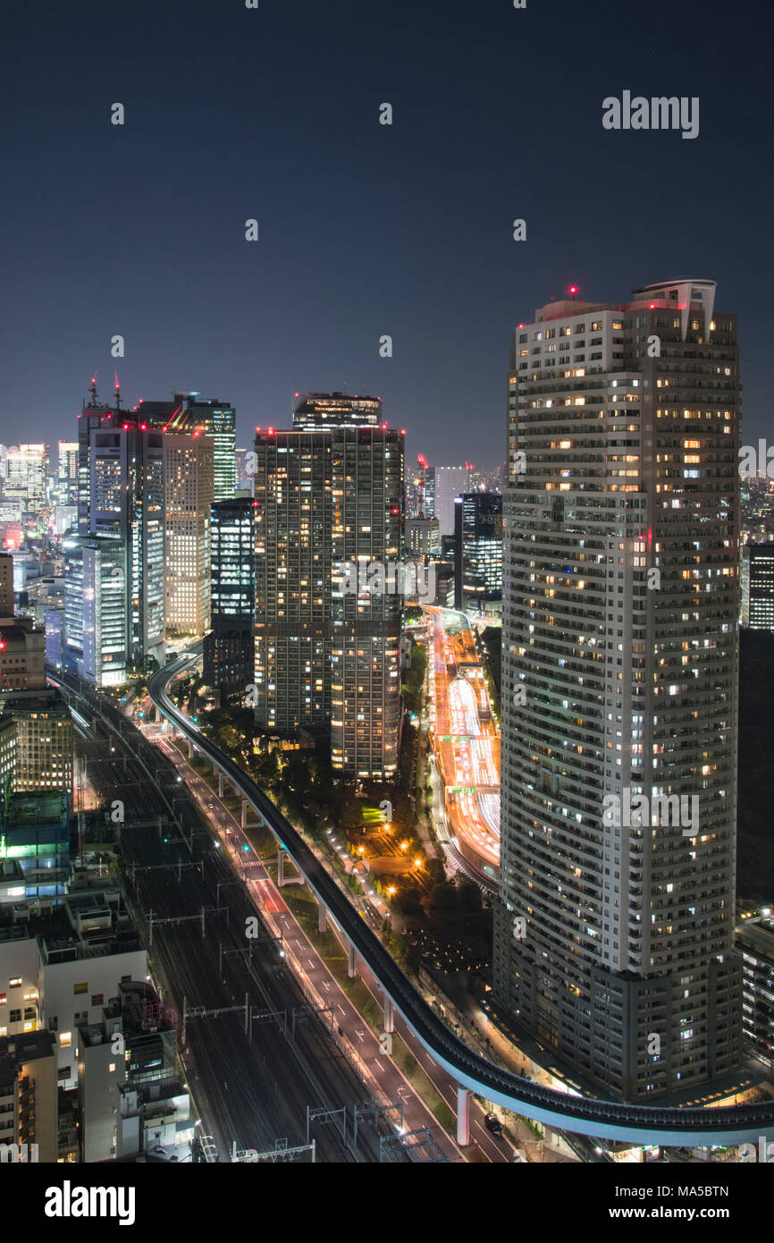 Asien, Japan, Nihon, Nippon, Tokyo, Stadt Übersicht, der Hamamatsucho Stadion, Ansicht von Tokyo World Trade Center Stockfoto