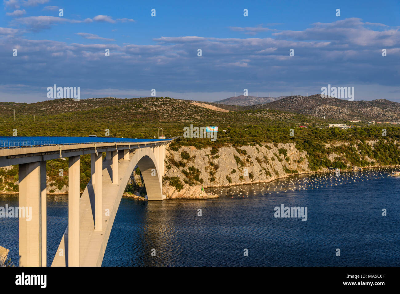 Kroatien, Dalmatien, Sukosan, Krka Brücke, shell Banken Stockfoto