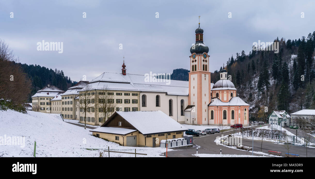 Fischingen Abtei im Winter Stockfoto