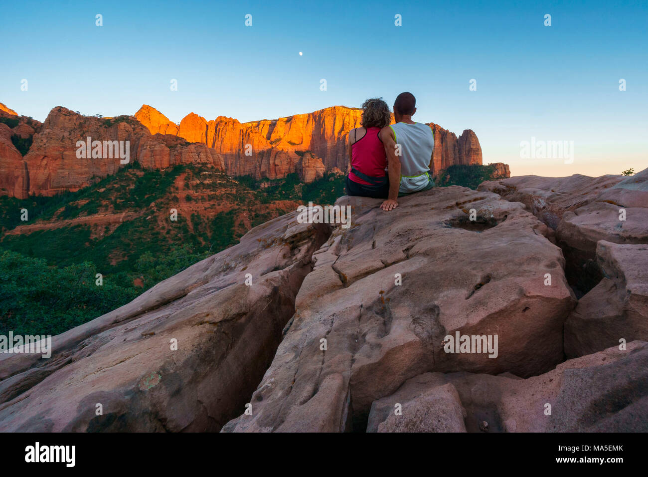 Sonnenuntergang bei Kolob Canyons, Zion National Park, Springdale, Utah, USA Stockfoto