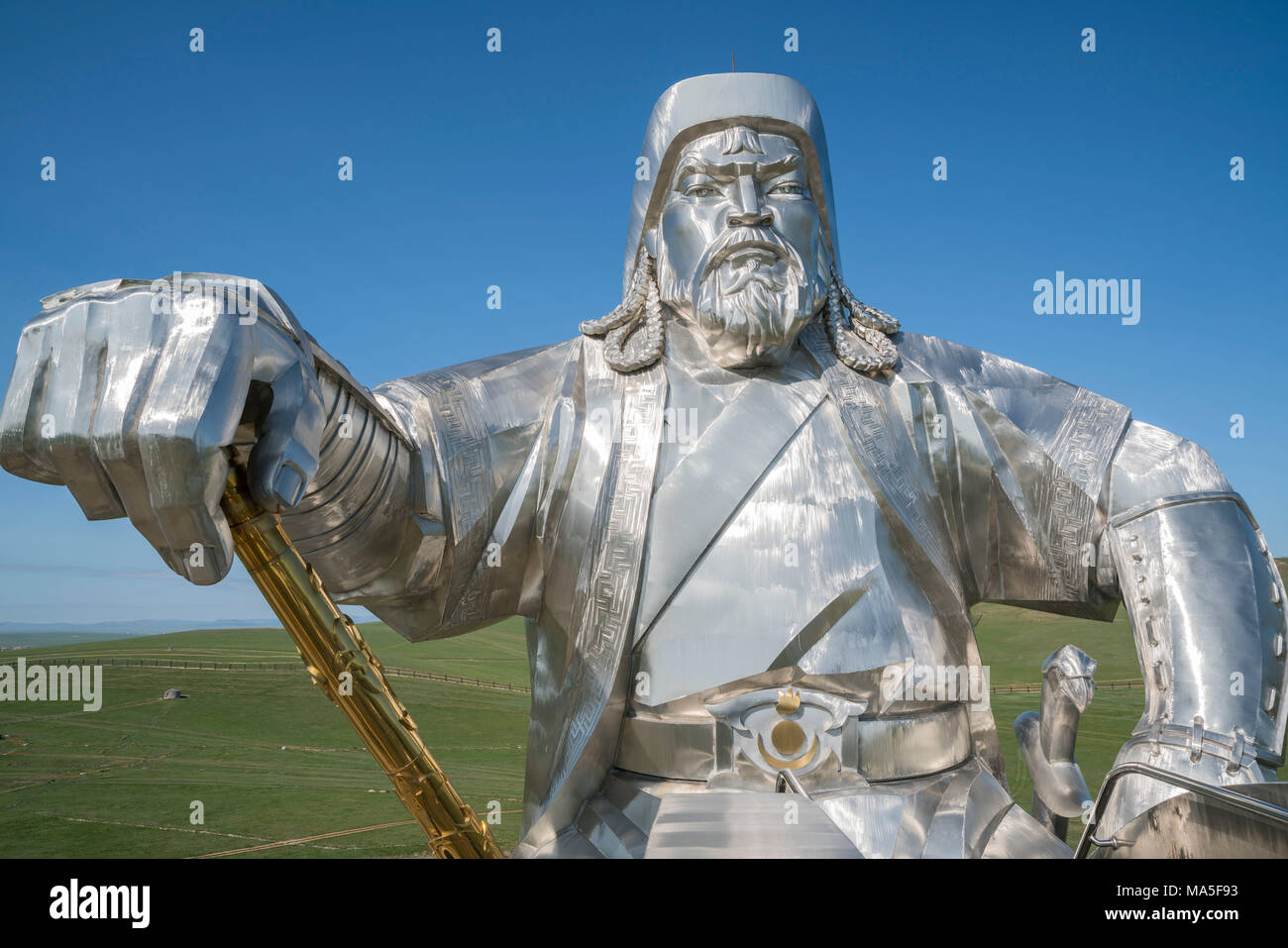 Dschingis Khan Reiterstatue. Friedrichstal, Tov Provinz der Mongolei. Stockfoto