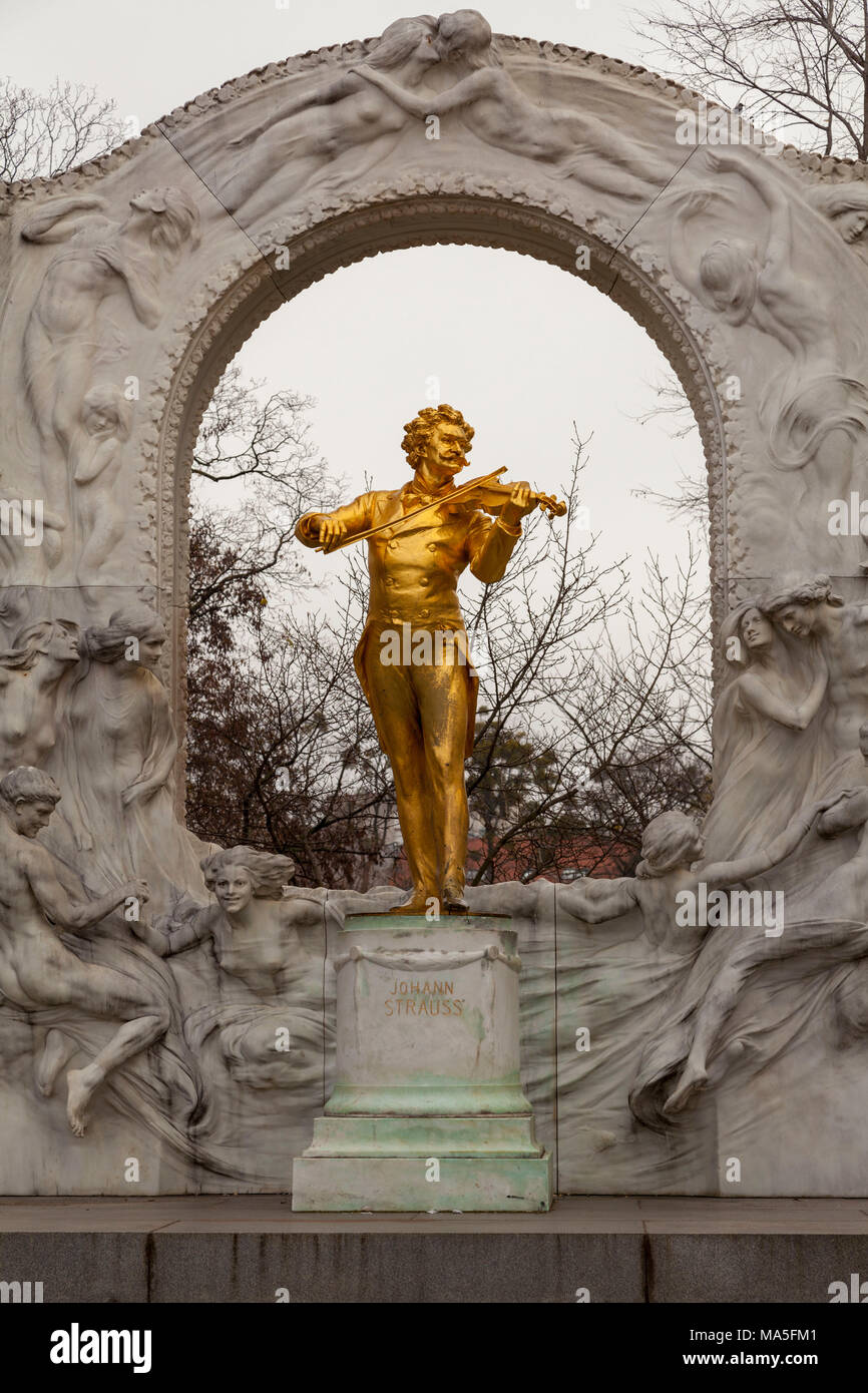 Denkmal für Johann Strauss II, Wien, Österreich Stockfoto