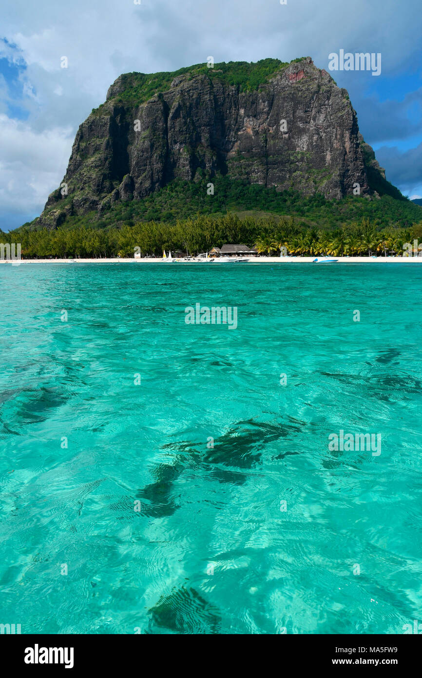 Kristallklaren Meer von einem paradiesischen Strand, Le Morne, Mauritius (Mauritius) Stockfoto