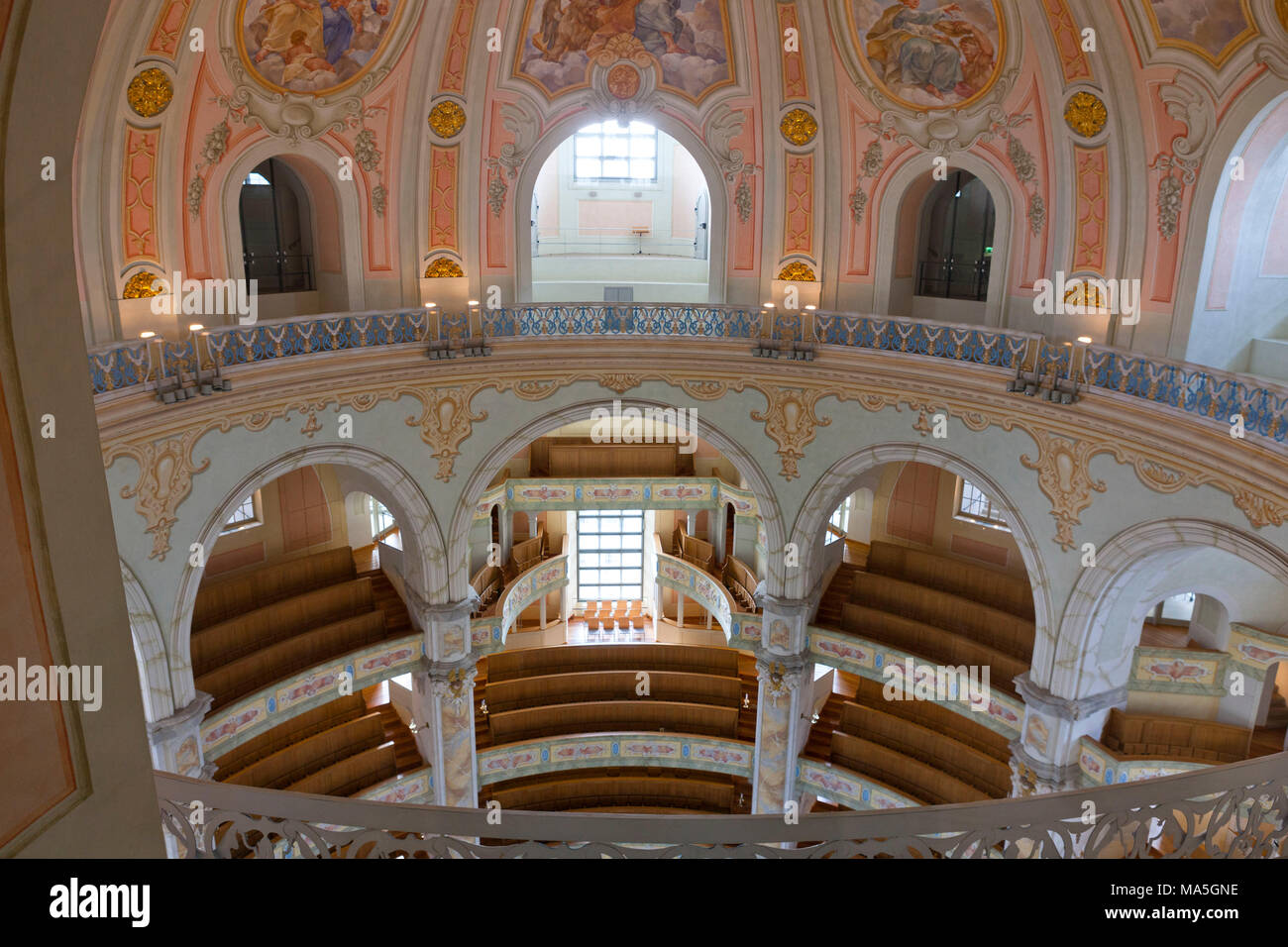 Das Innere der Frauenkirche in Dresden, Sachsen, Deutschland Stockfoto