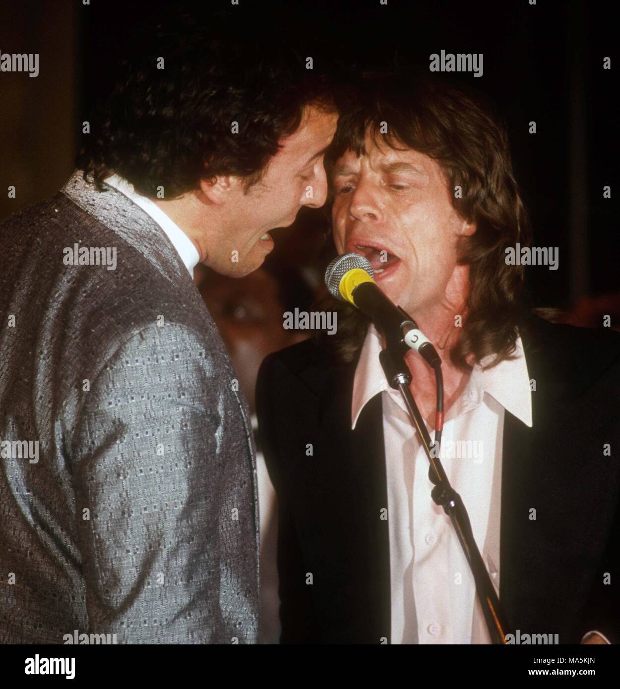 Bruce Springsteen Mick Jagger 1984 Foto von John Barrett/PHOTOlink. Stockfoto