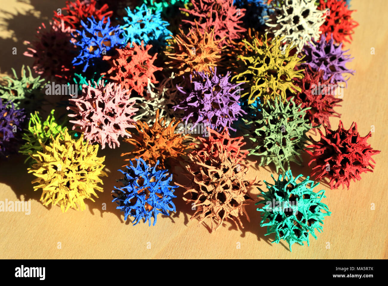 Farben - Farbkombinationen - American sweetgum Baum Kugeln Stockfoto