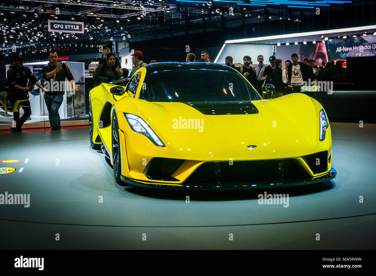 Genf, Schweiz - 17 März 2018: Hennessey Venom F5 Superfast Sport Auto auf dem 88. Internationalen Automobilsalon in Genf präsentiert. Stockfoto