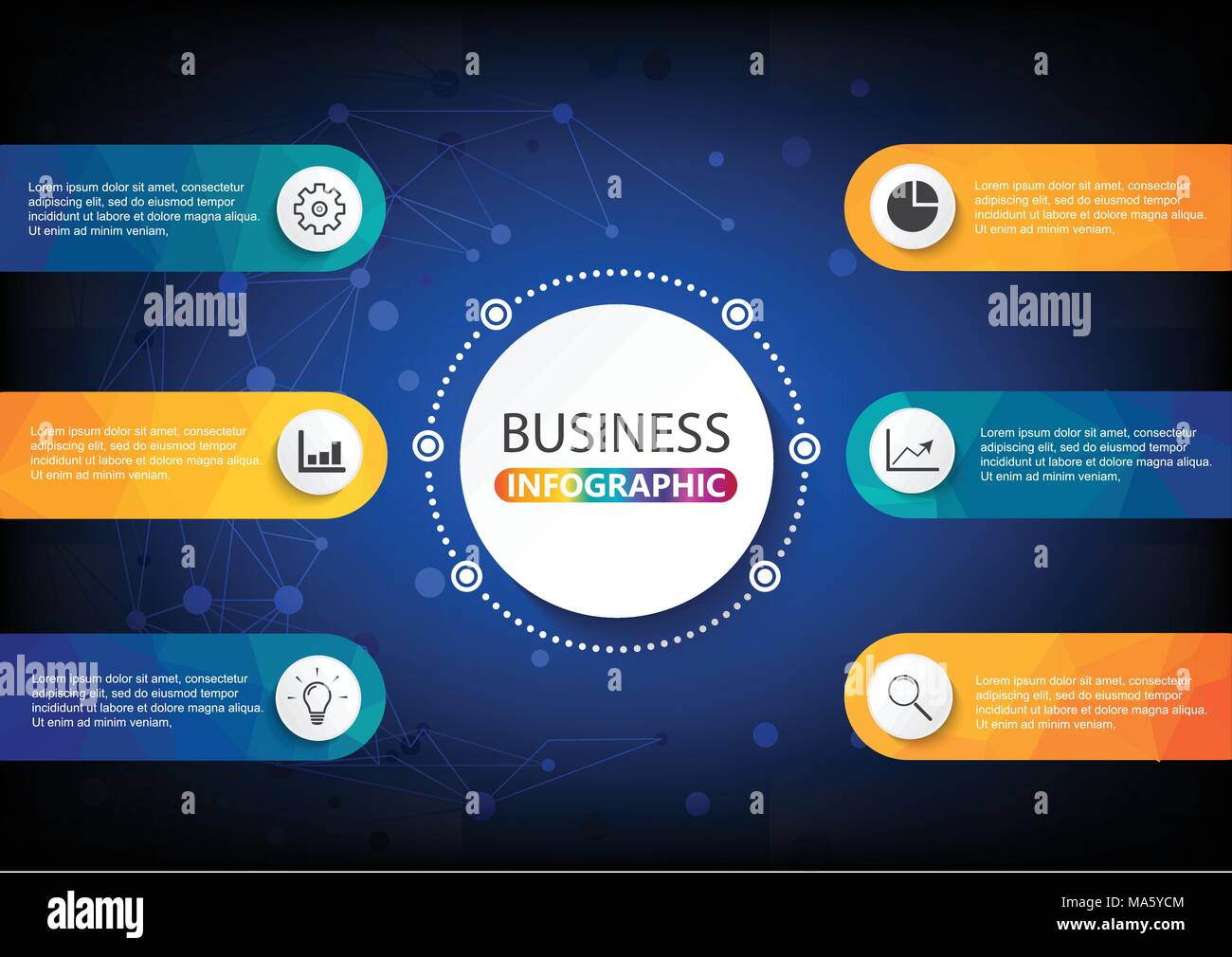 Geschäftlicher Daten Visualisierung. Prozessablauf. Abstrakte Elemente der Grafik, Diagramm mit den Schritten, Optionen, Teile oder Prozesse. Vector Business Template für Stock Vektor